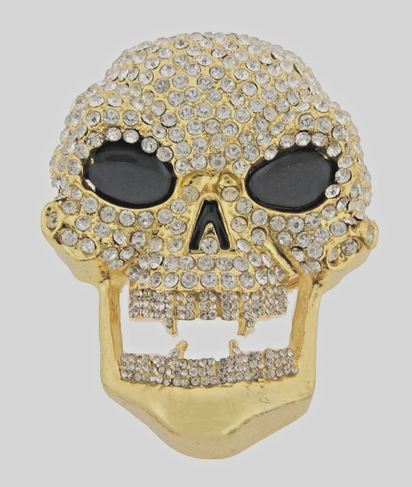 Skull Belt Buckles Men Women Full Rhinestones Skeleton Vintage Gold Metal Pirate