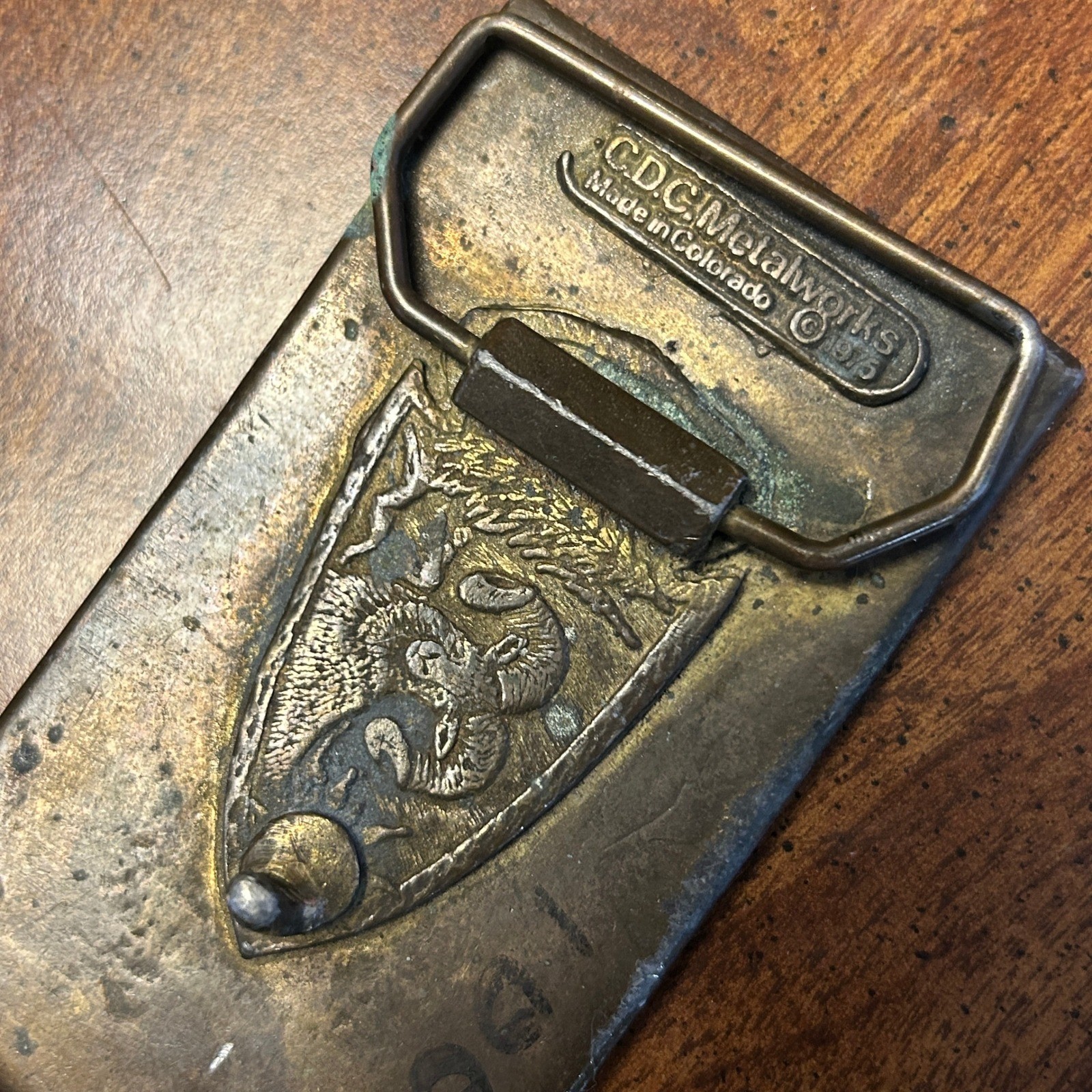 Vintage C.D.C. Metalworks Belt Buckle Bronze 1975 Vintage Geometric Ram 961