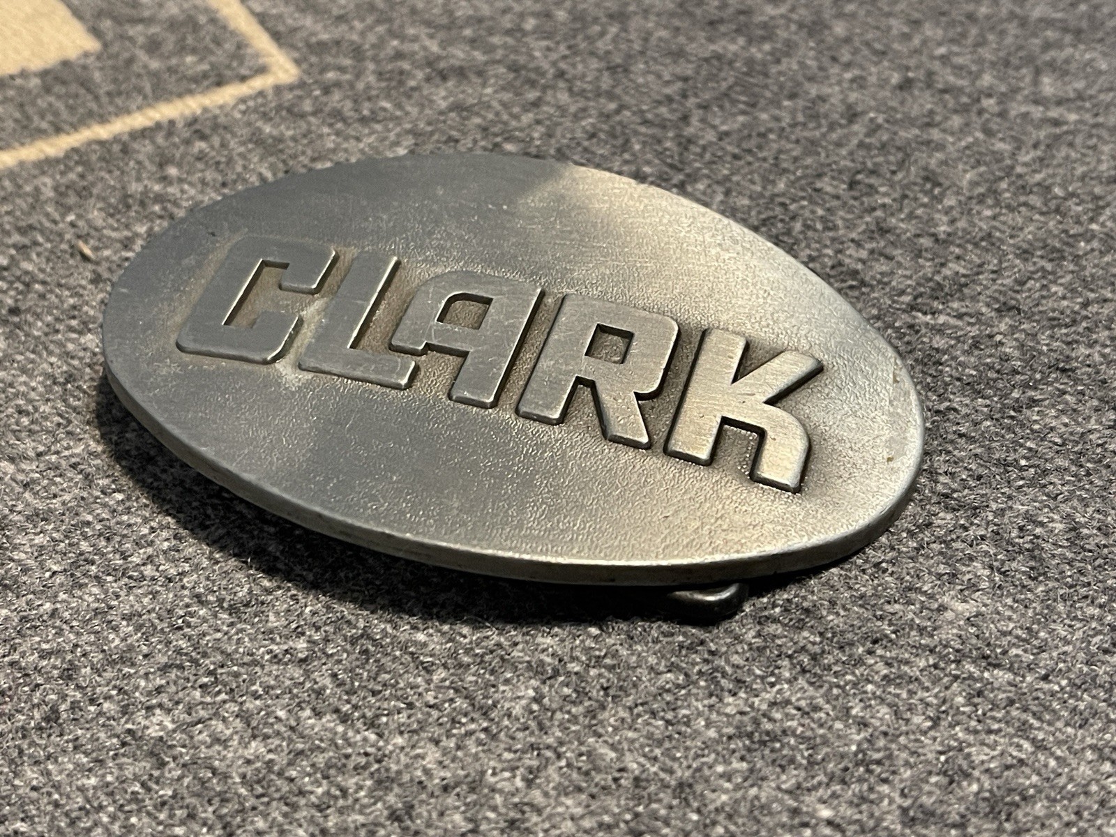 Vintage Clark Equipment Belt Buckle Gray Industrial Logo USA C