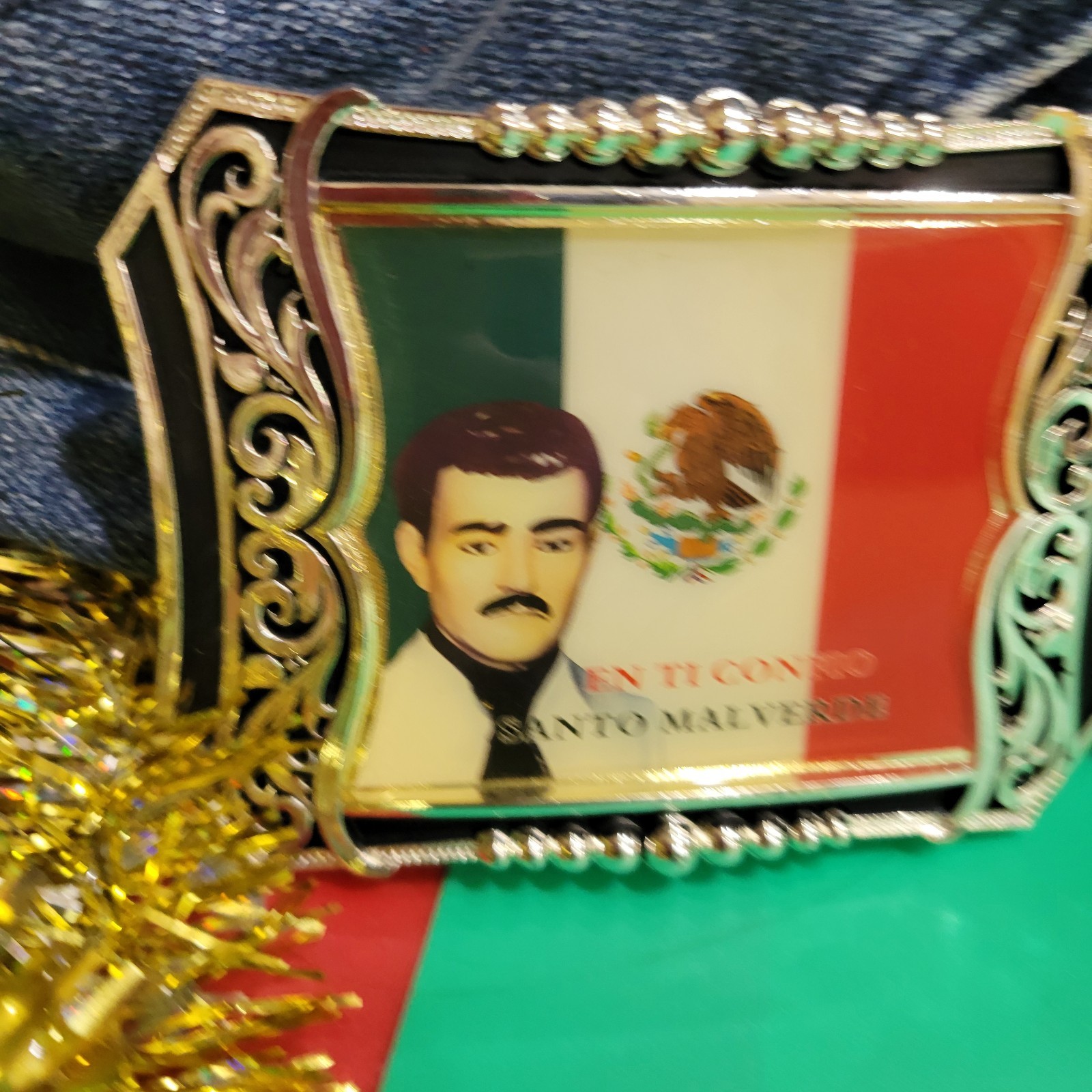 Jesus Malverde Western Belt Buckle Handcrafted Zinc Alloy Accessory For Men