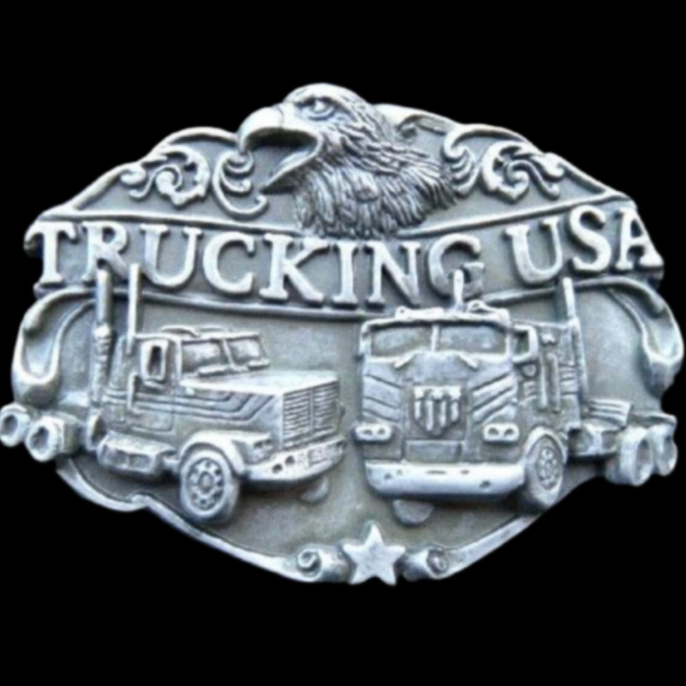 TRUCKING USA TRUCKER 18 WHEELER COOL BELT BUCKLE BOUCLE DE CEINTURE