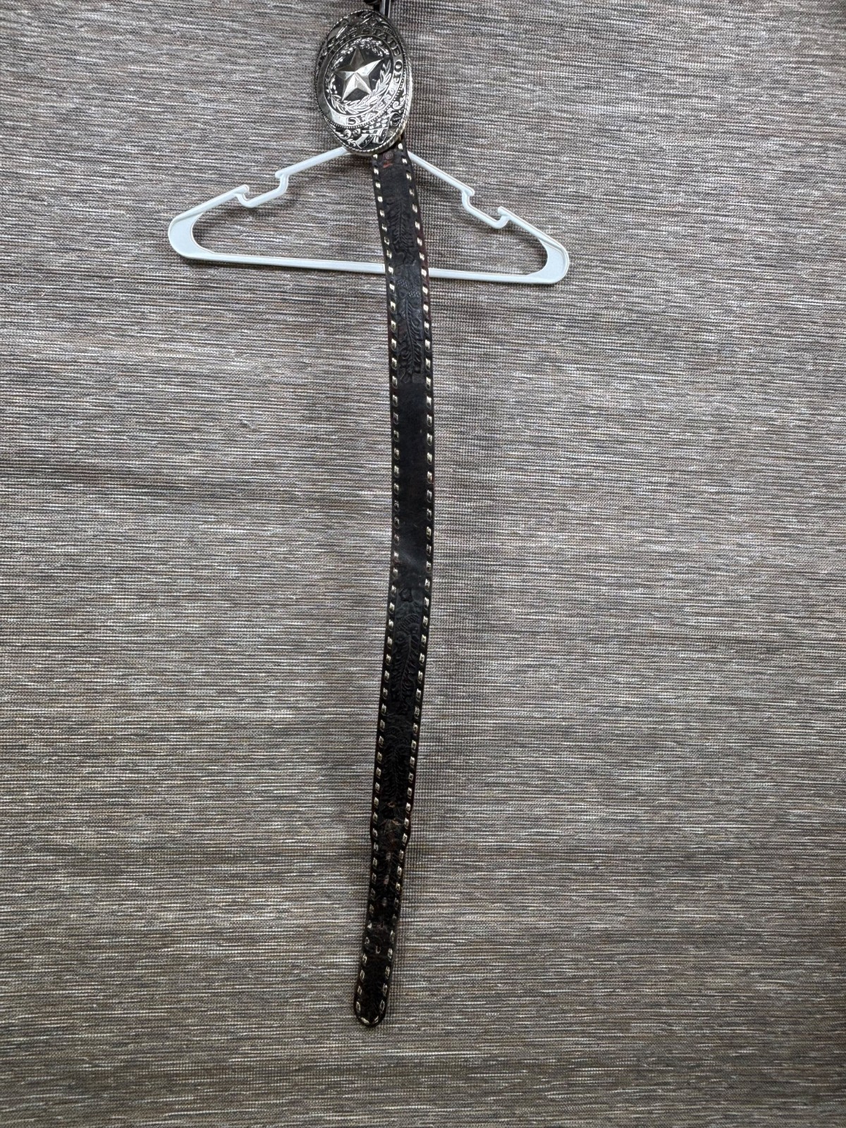 The State of Texas Star Buckle With Belt Brown & Silver Western Cowboy USA