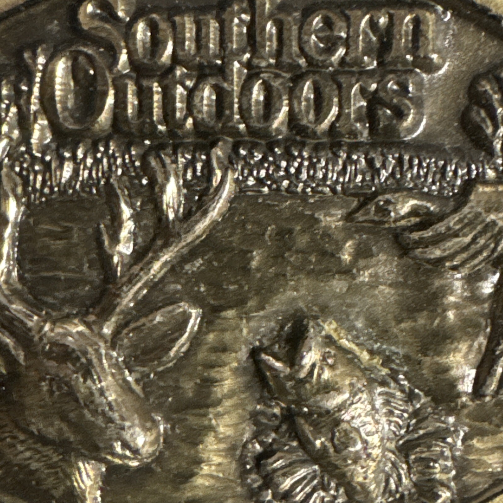 Belt Buckle Southern Outdoors Deer Bass Fish Duck Gold Limited Edition Vintage