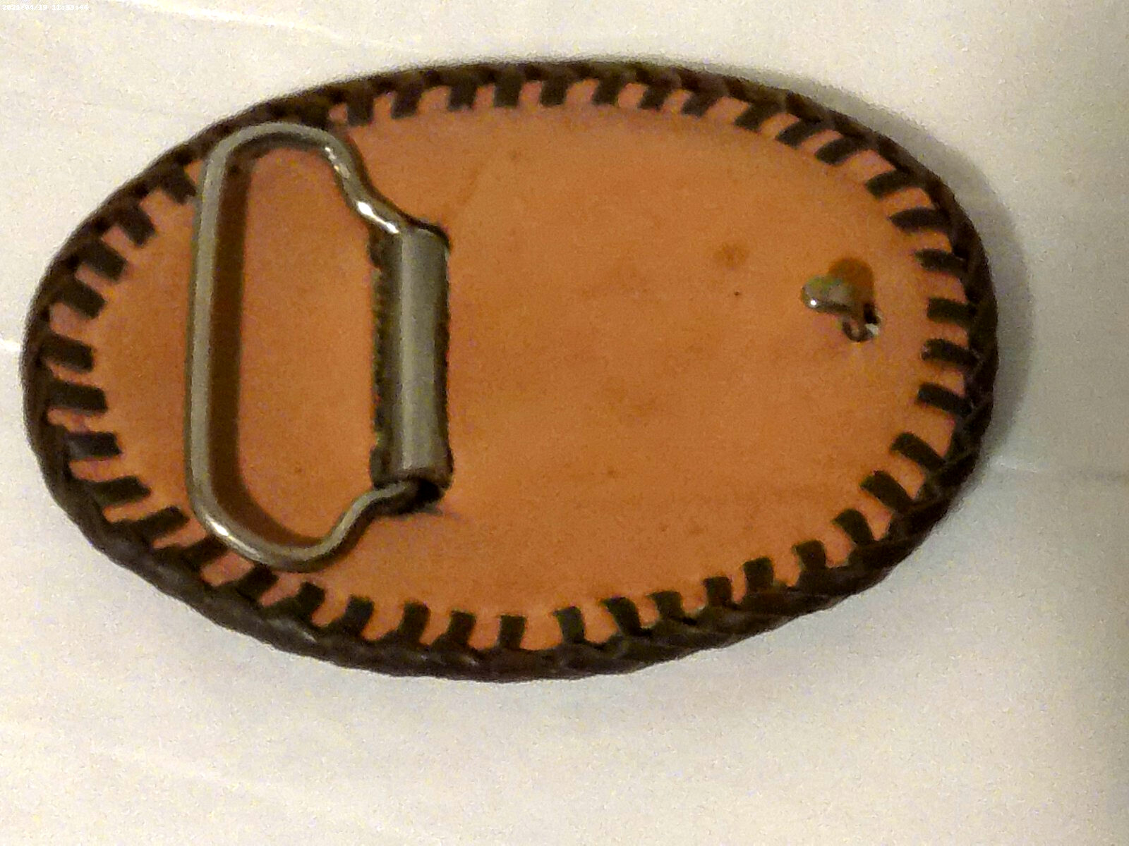 Vintage Men&rsquo;s Brown Stitched Leather Bucklehead Embossed Shoe Handmade 2.75X3.75