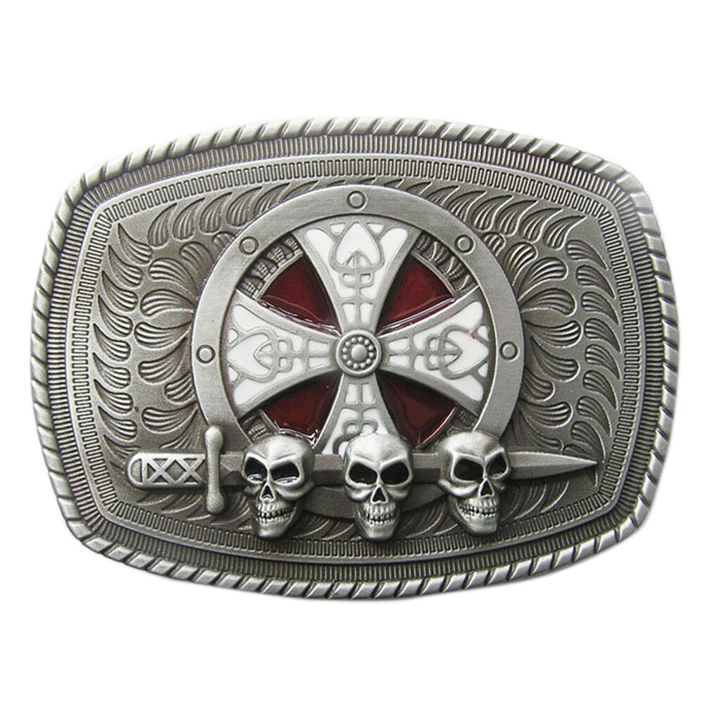 Vintage Enamel Celtic Shield Skull Sword Belt Buckle Gurtelschnalle