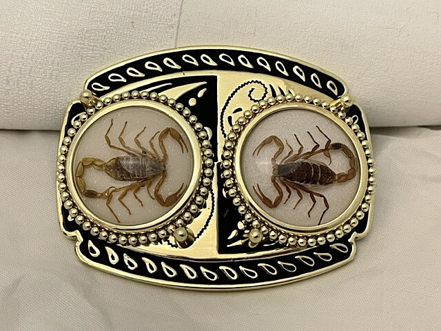 Gold tone Scorpion Belt Buckle and Bolo Set