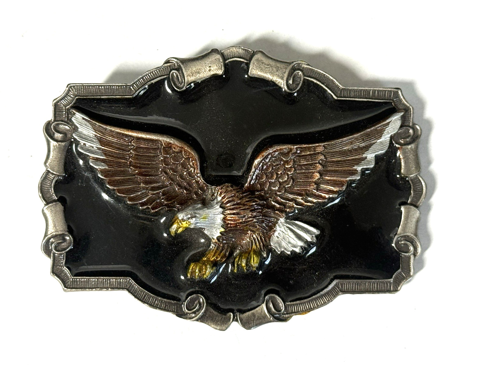 Vintage Great American Pewter Bald Eagle Belt Buckle 1983 Made USA new In Box