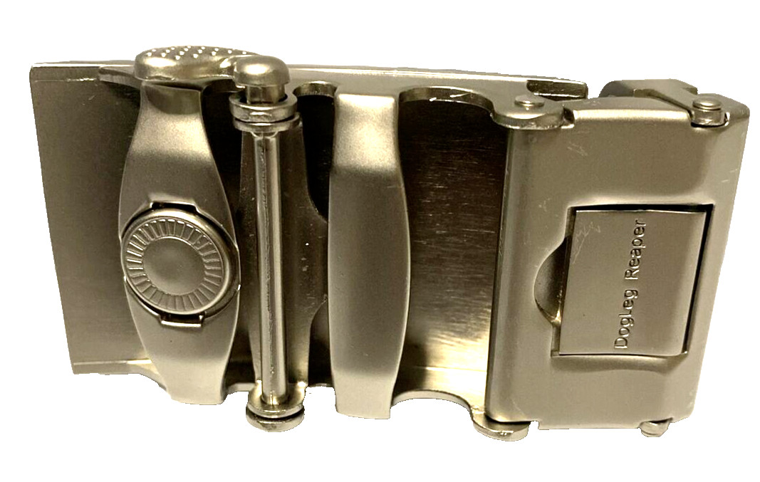 Golf Belt Buckle & Brown Leather Belt Removable Magnetic Ball Marker Rachet