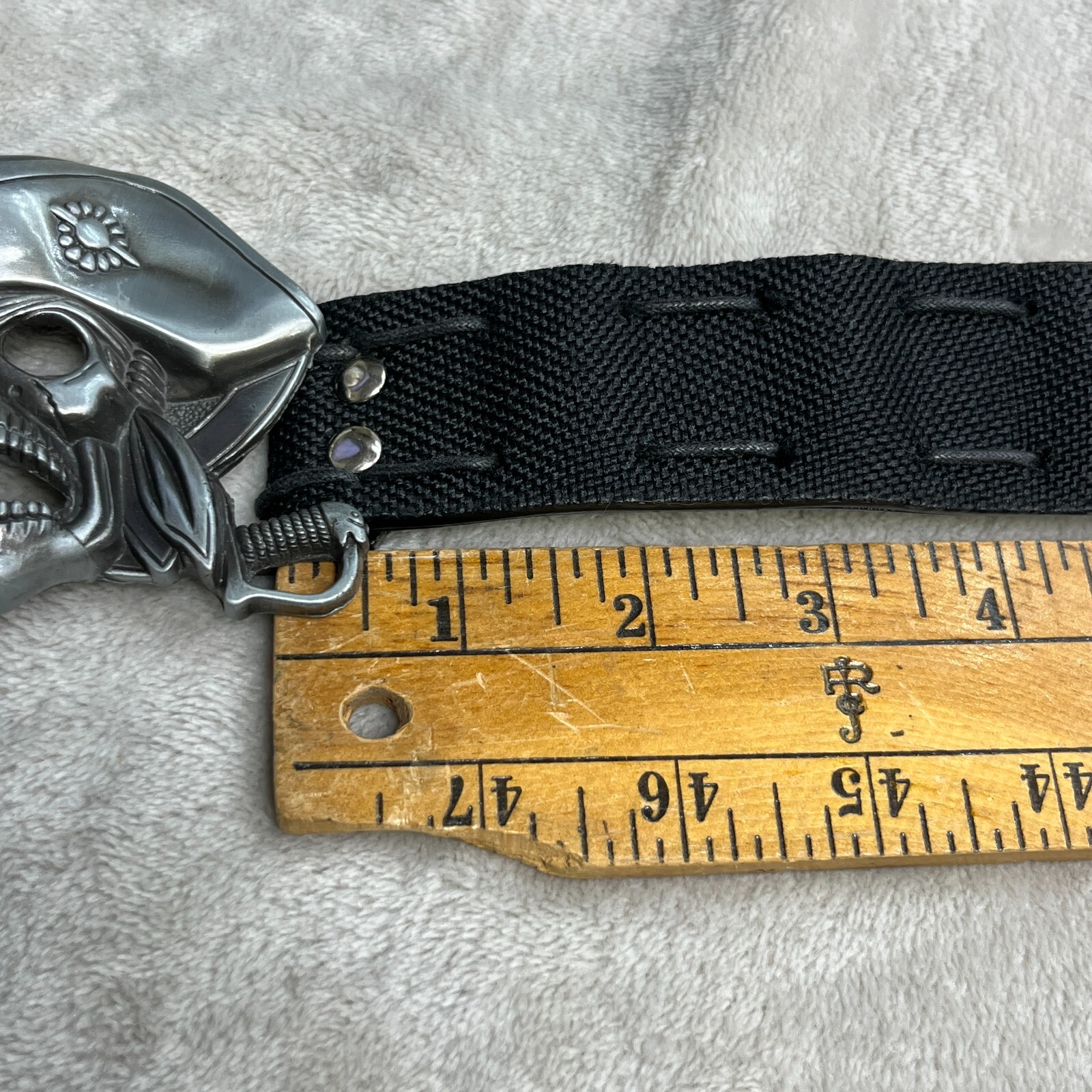 Pirate Jolly Roger Belt Buckle With Belt Pewter Silver Tone Swashbuckler 4&Prime;x3&Prime;