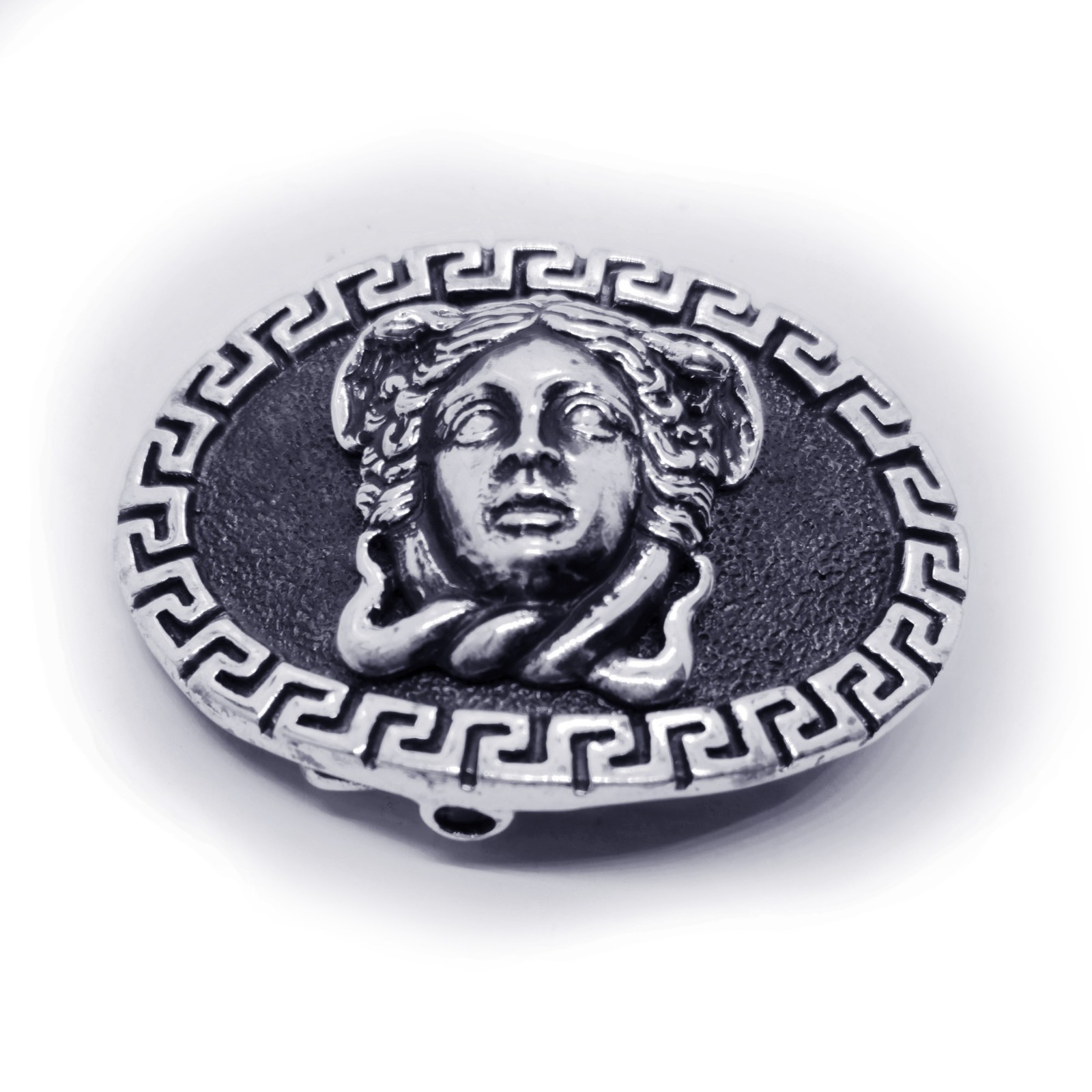 Medusa with Ancient Classic Design Oval Shape Sterling Silver Belt Buckle