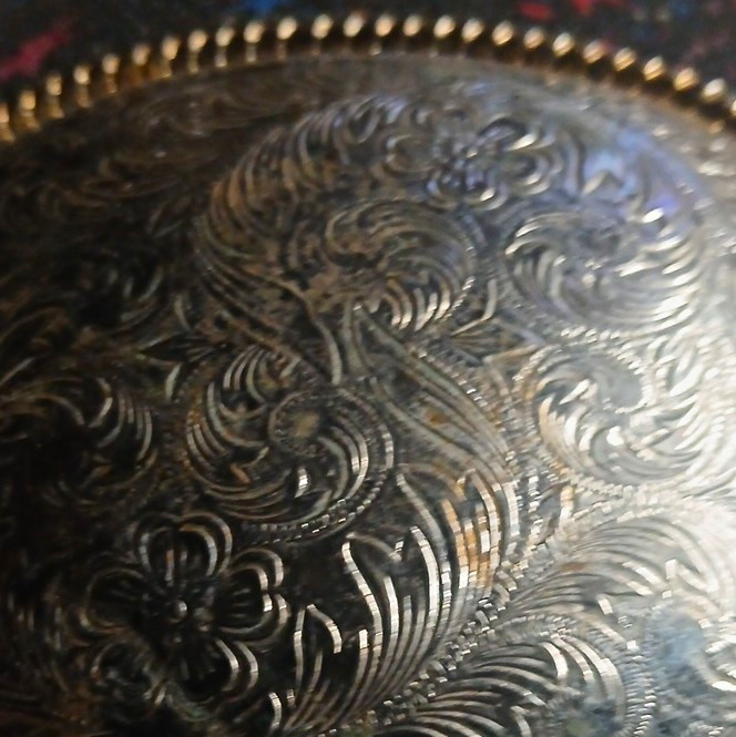 Men&rsquo;s Western Oval Silver Floral Engraved Belt Buckle Fits 1.5 in Belt