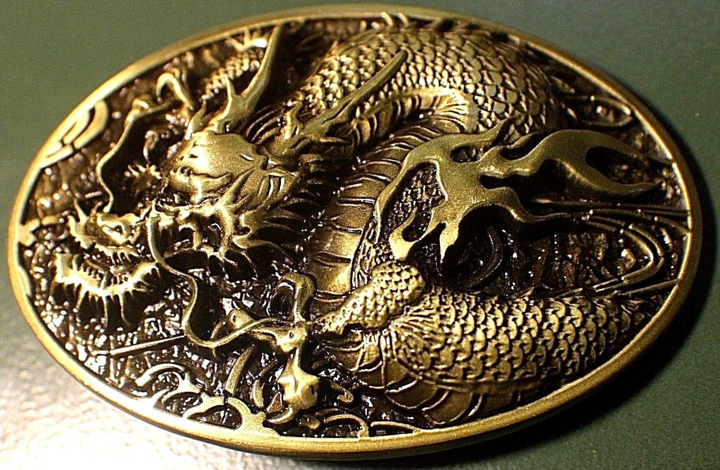 Antique Bronze color DRAGON Western style Belt Buckle Full Metal US seller
