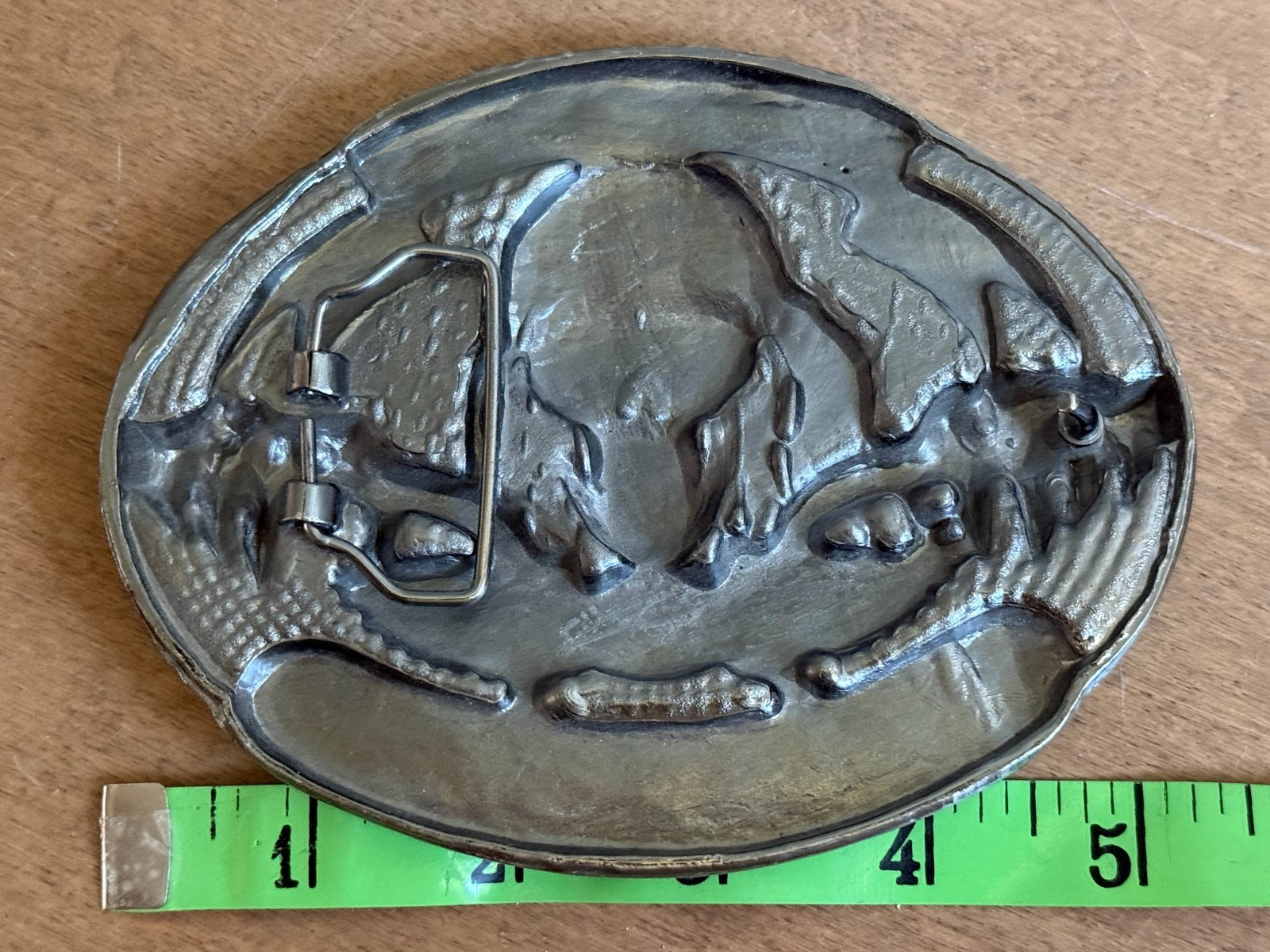 FREE SHP! Hell on Wheels Large Belt Buckle Silver Metal Biker Conf Flag