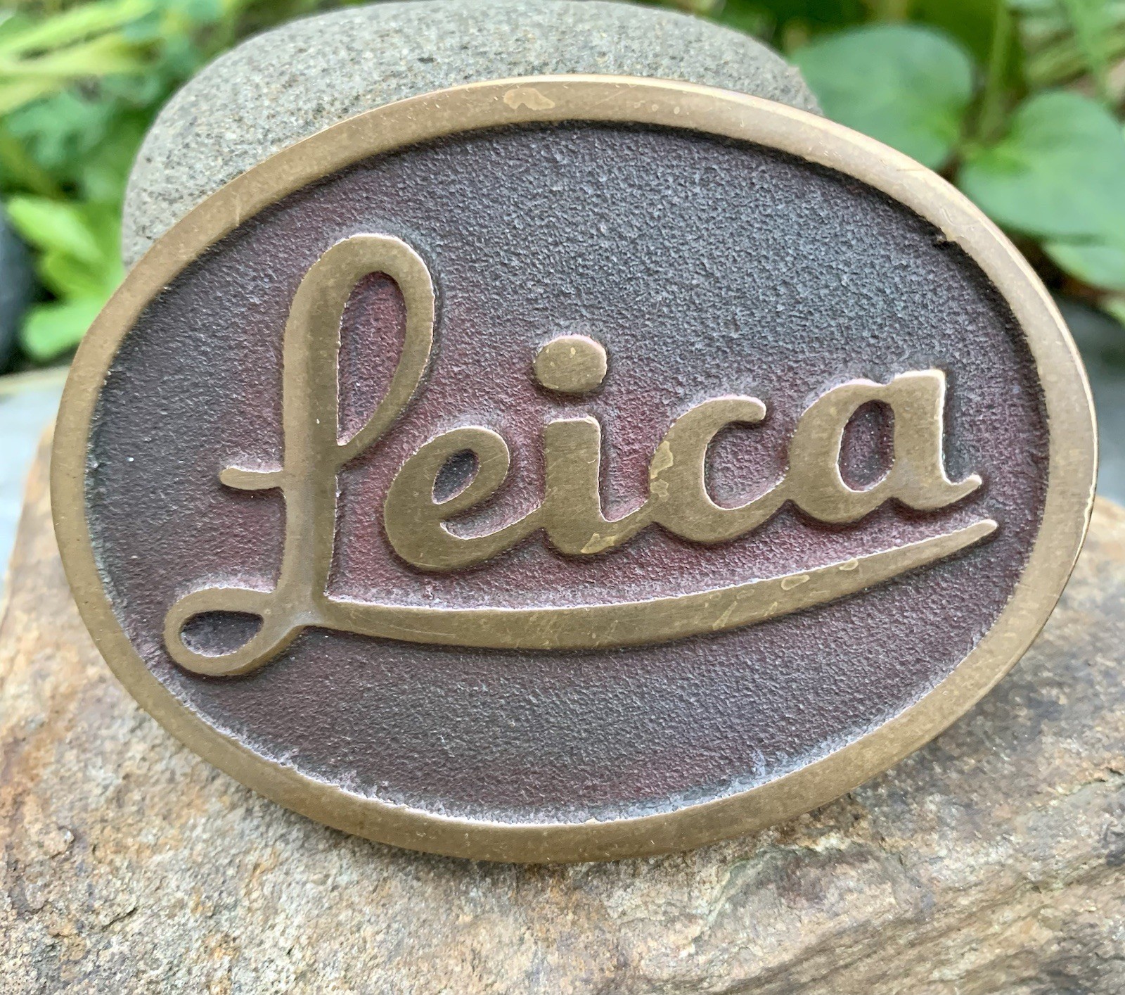 Vntg Leica Camera Belt Buckle Solid Brass 3×2 1/8” Leica Camera