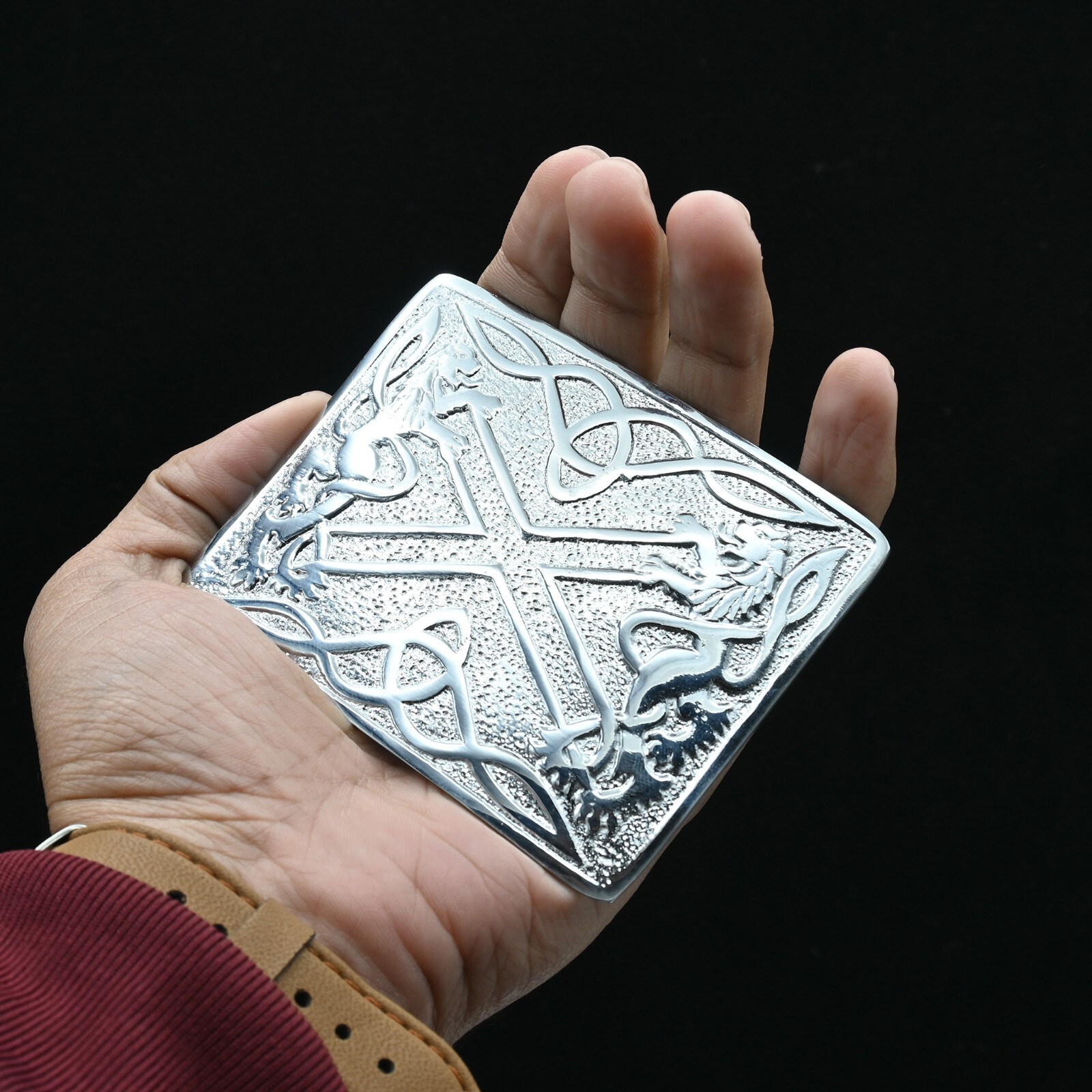 Traditional Scottish Men Kilt Belt Buckle Saltire & Lions Rampant Belt Buckle