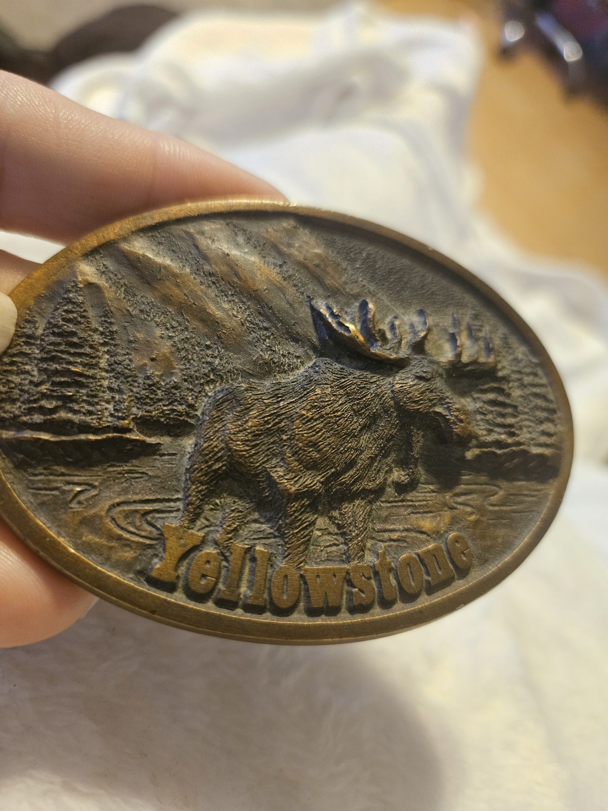 Yellowstone Moose Oval Pewter Belt Buckle Spec Cast