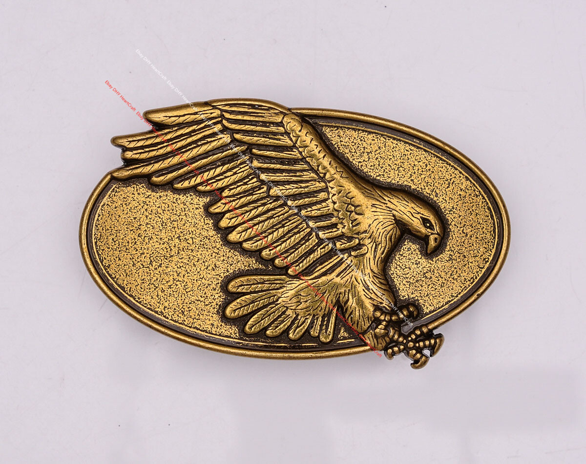 Retro Brass Fly Eagle DIY Leathercraft Western Cowboy Belt Buckle Fit 41mm Strap