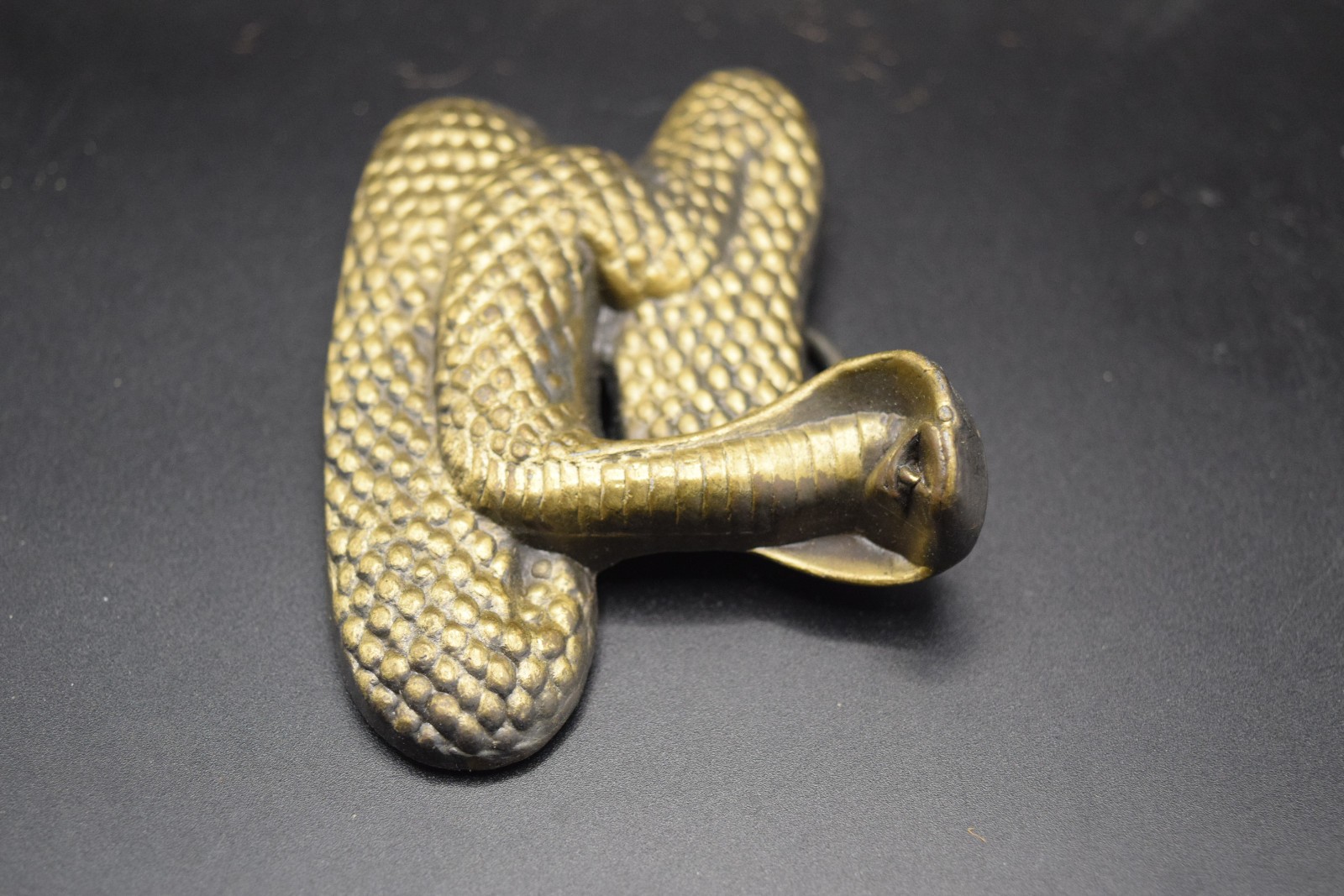 Large Heavy Brass Cobra Snake Buckle-3 1/2&Prime; x 2 1/2&Prime;