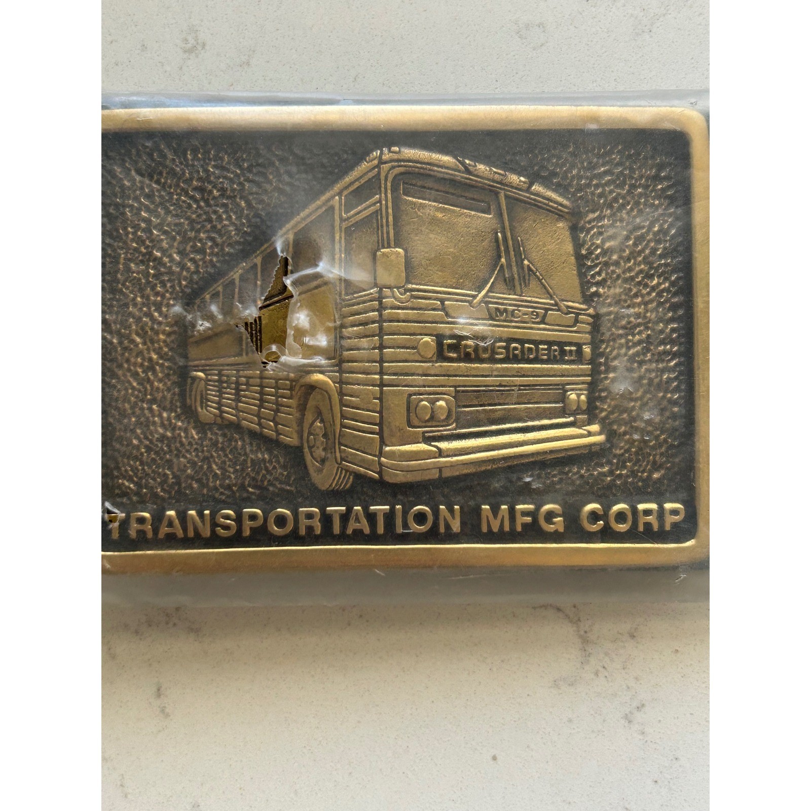 Vintage Transportation Mfg Corp MC-9 Crusader II Solid Brass Belt Buckle BTS USA