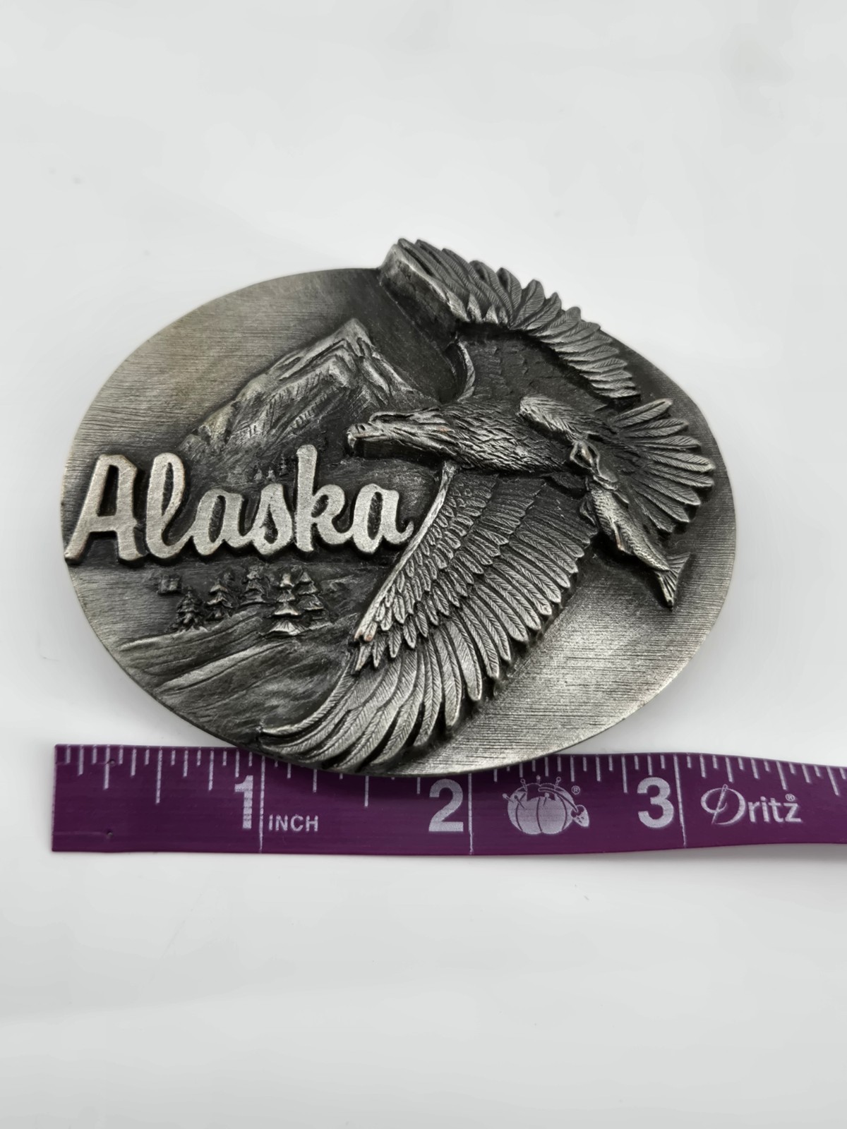 Vintage Alaska Bald Eagle Pewter Belt Buckle Siskiyou Buckle Co Americana 1990