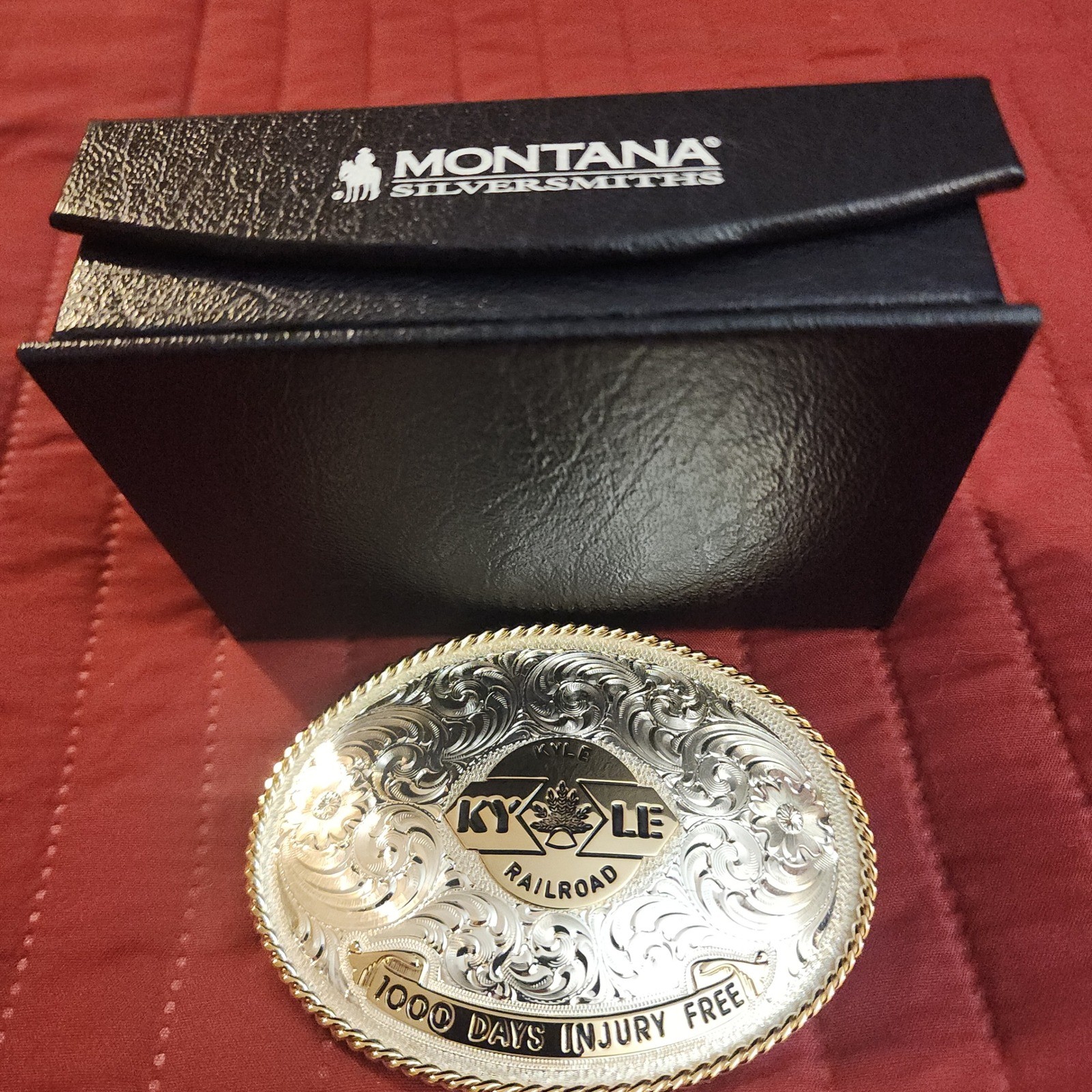Rare Montana Silversmiths Kyle Railroad 1000 Days Injury Free Belt Buckle