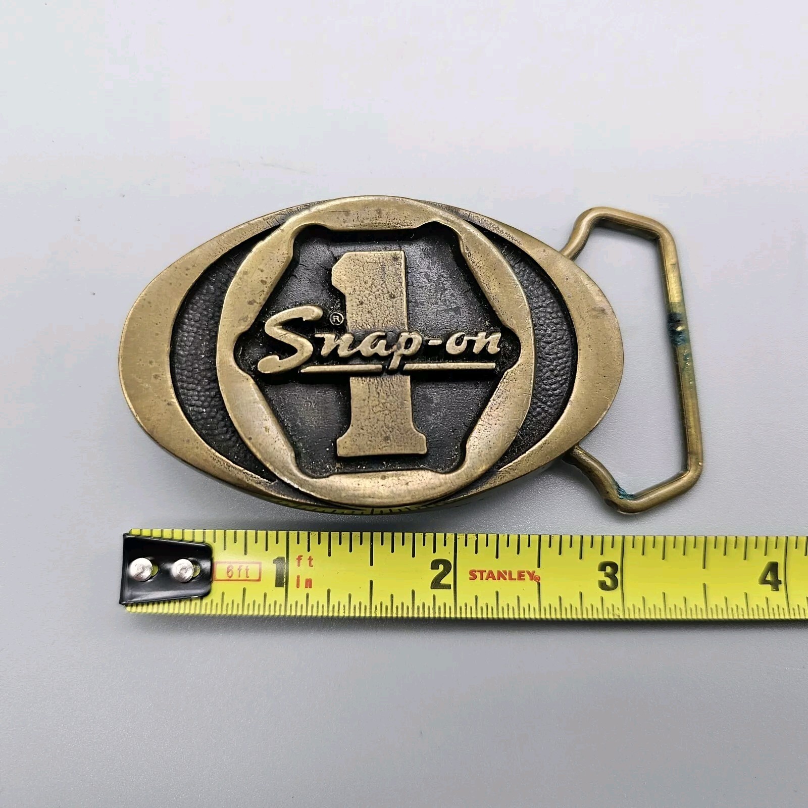 Vintage 1970s Snap-On Tools Company Solid Brass BTS SPP-455 Belt Buckle USA #1