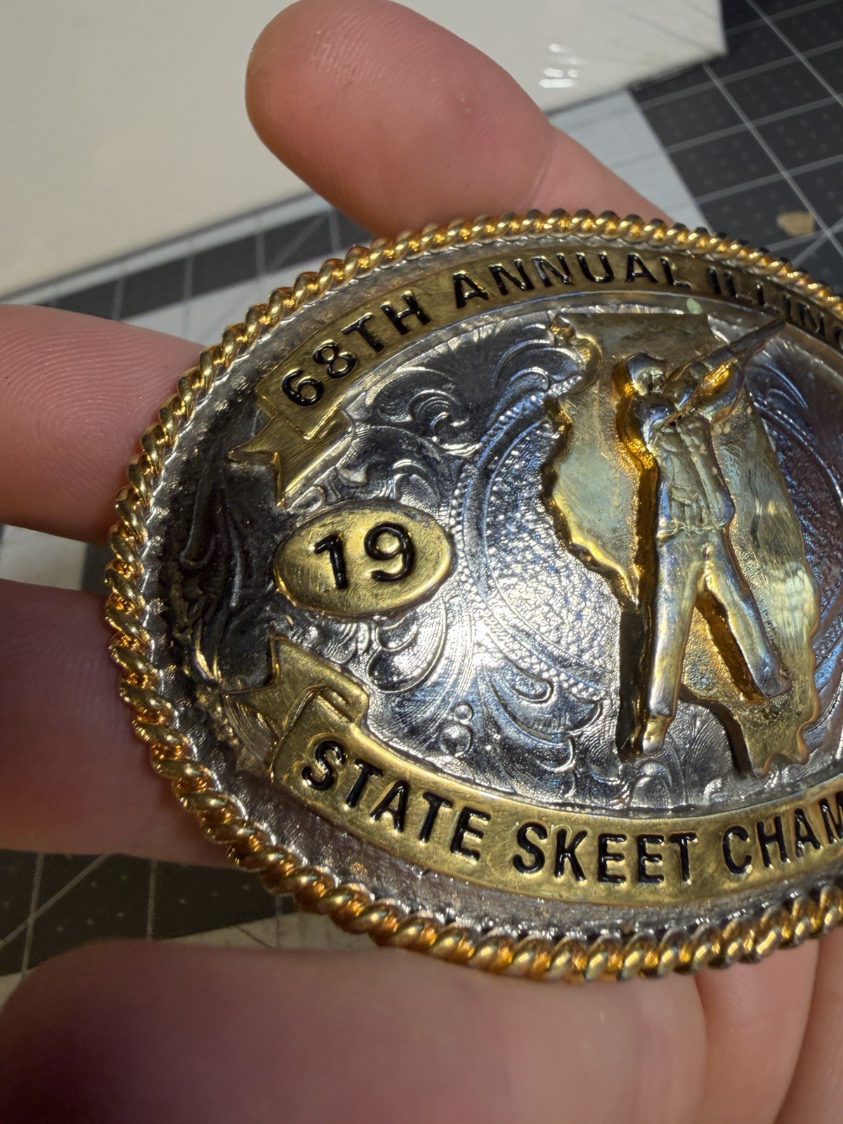 Vintage 1994 68th Annual Illinois State Skeet Championships Belt Buckle