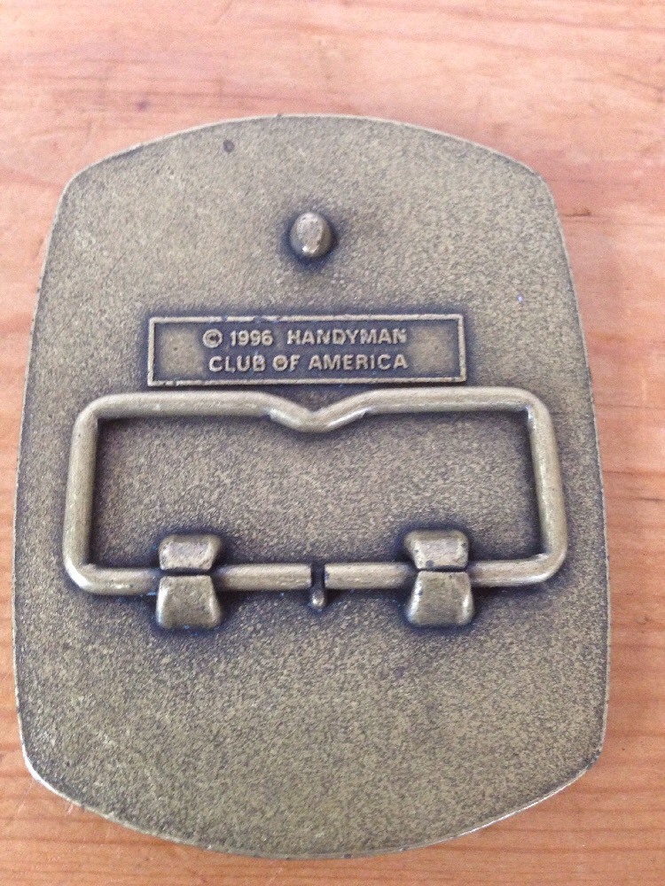 Handyman Club Of America Solid Brass Chunky 1996 Carpenter Belt Buckle 3.25&Prime;