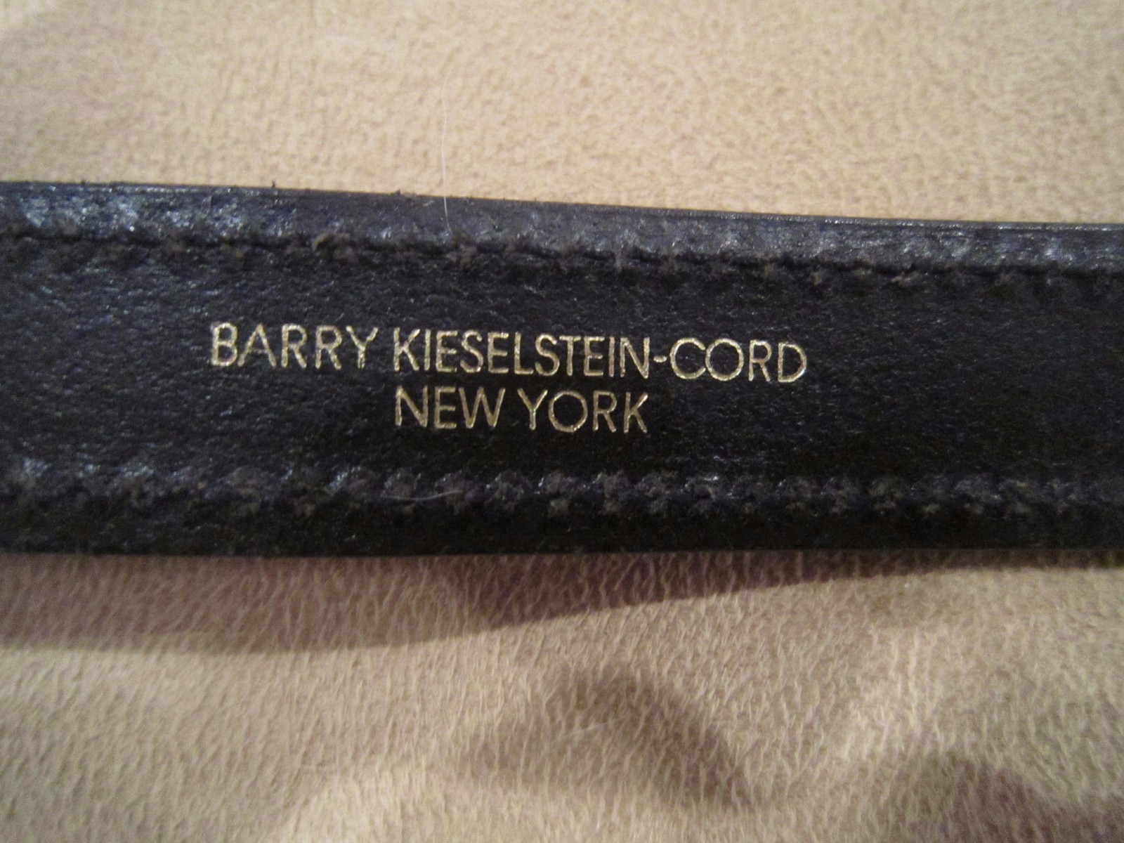 KIESELSTEIN CORD STERLING BULLDOG BUCKLE AND BLACK LEATHER BELT SIZE 2
