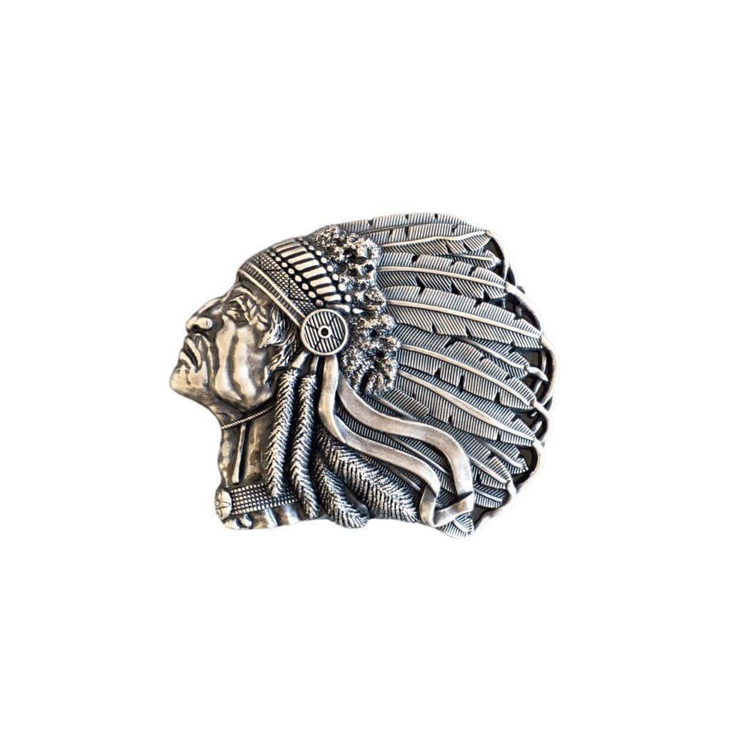 Vintage Silver Plated Chief Belt Buckle Gurtelschnalle Boucle de Ceinture
