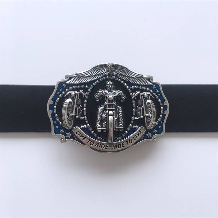 Western Men‘s Zinc alloy Leather Belt Buckle Plated Biker Rider shape Pattern
