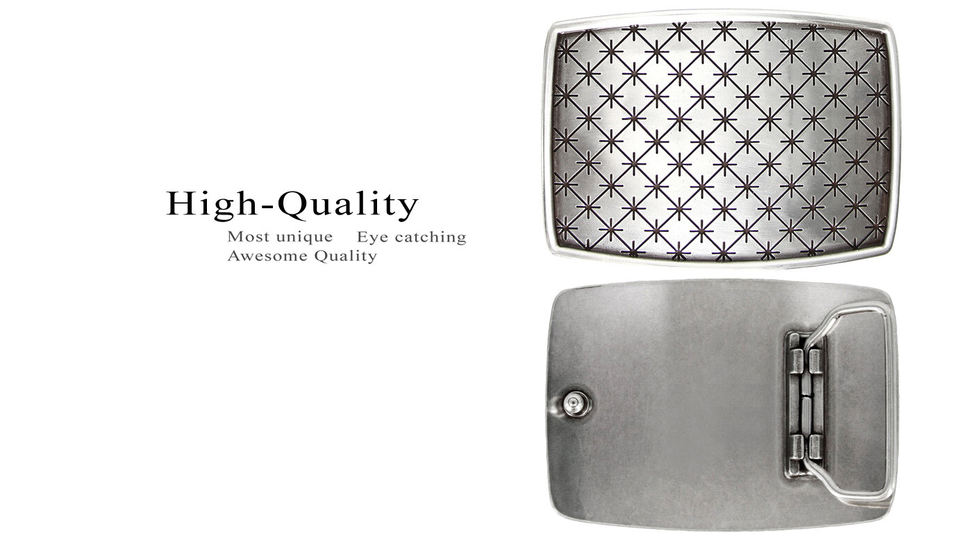 Antique Silver Star Engraved Buckle Fits 1-1/2&Prime; (38mm) Wide Belt