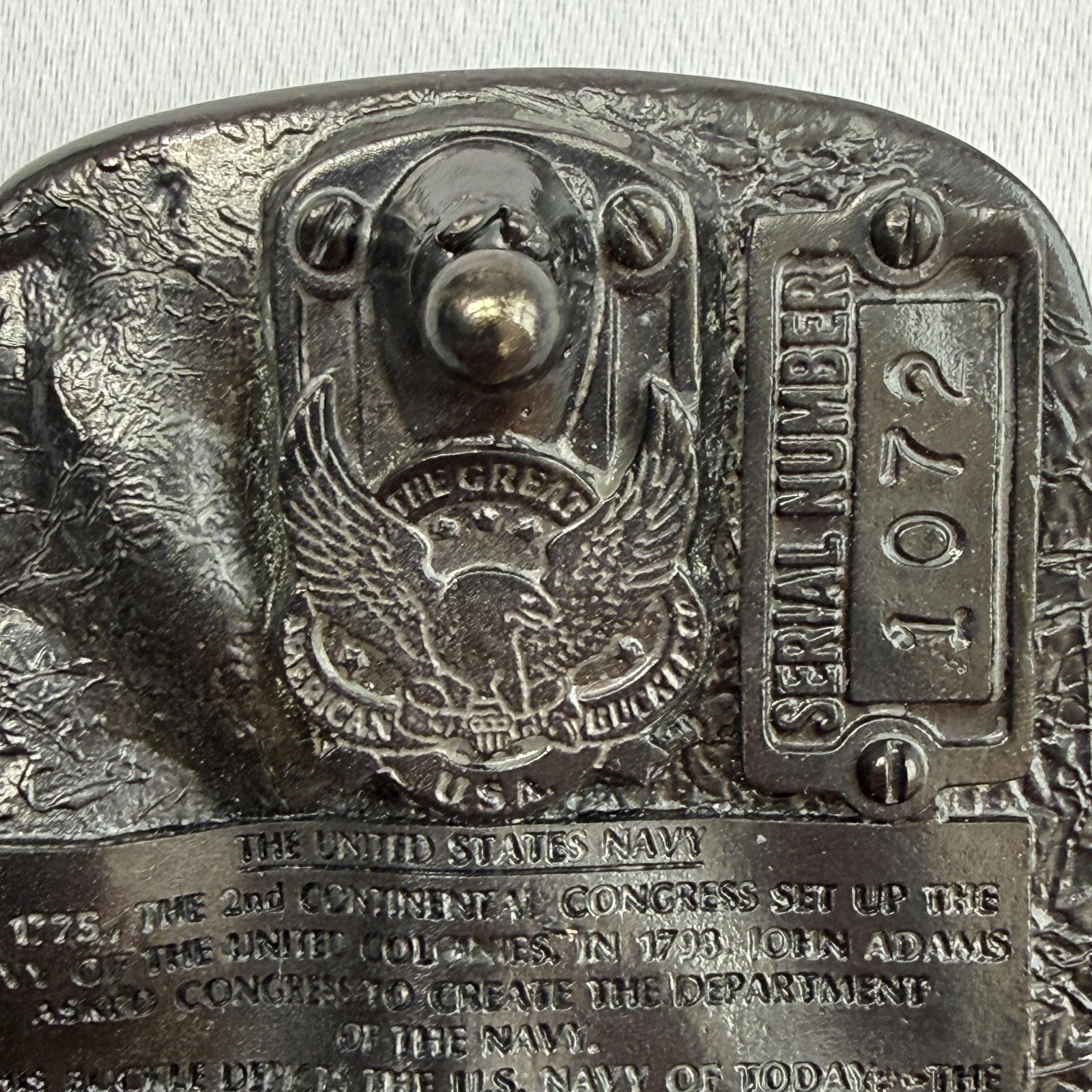 Vintage US Navy Anytime Baby 1983 The Great American Buckle Co Belt Buckle Mens