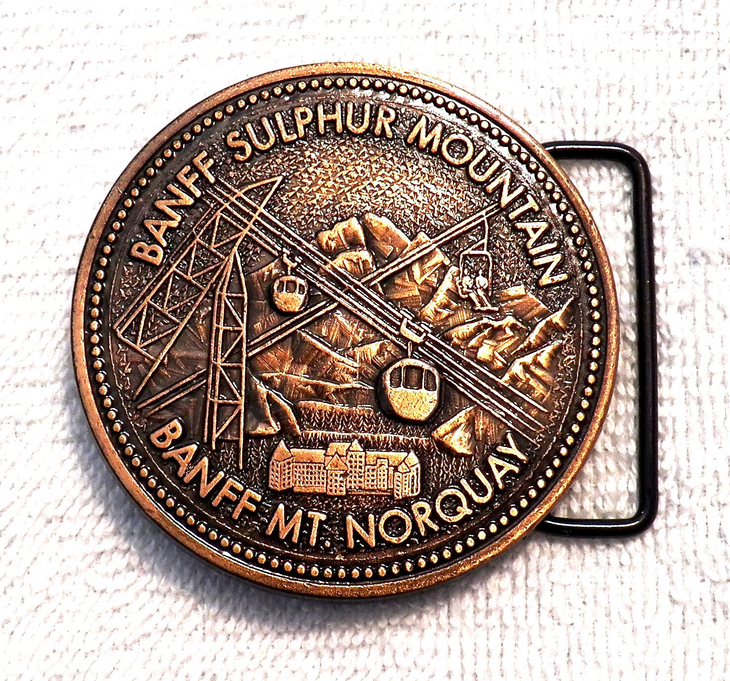 CLASSIC BELT BUCKLE BANFF SULPHUR MOUNTAIN HIKING HORSE BACK RIDING CANADA BB15