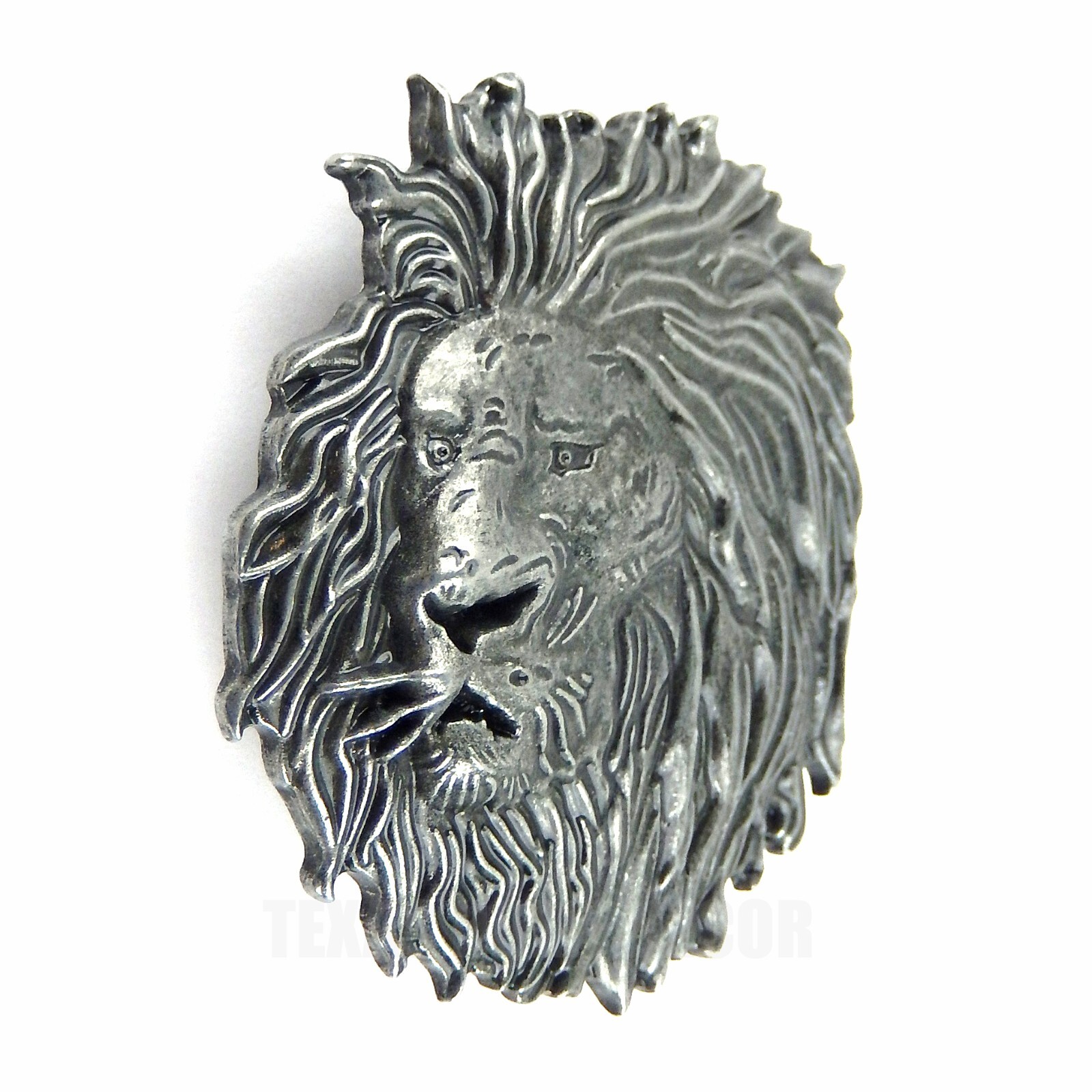 Lion Head Belt Buckle Antique Silver Finish Wild Life Safari Fits 1.5&Prime; Belts