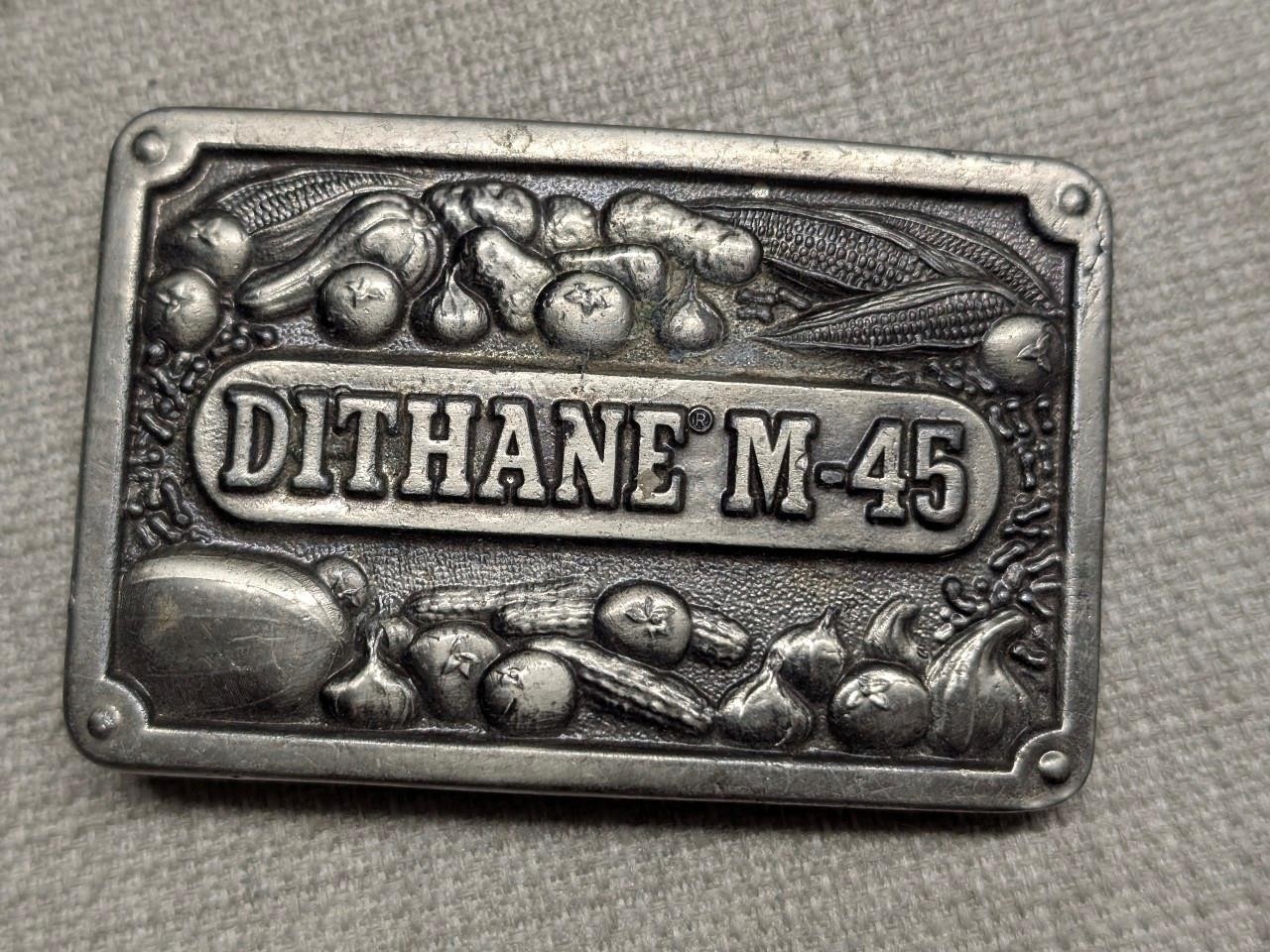 1970s vintage FARMING belt buckle CROPS western FARMER cowboy BRASS rohm haas