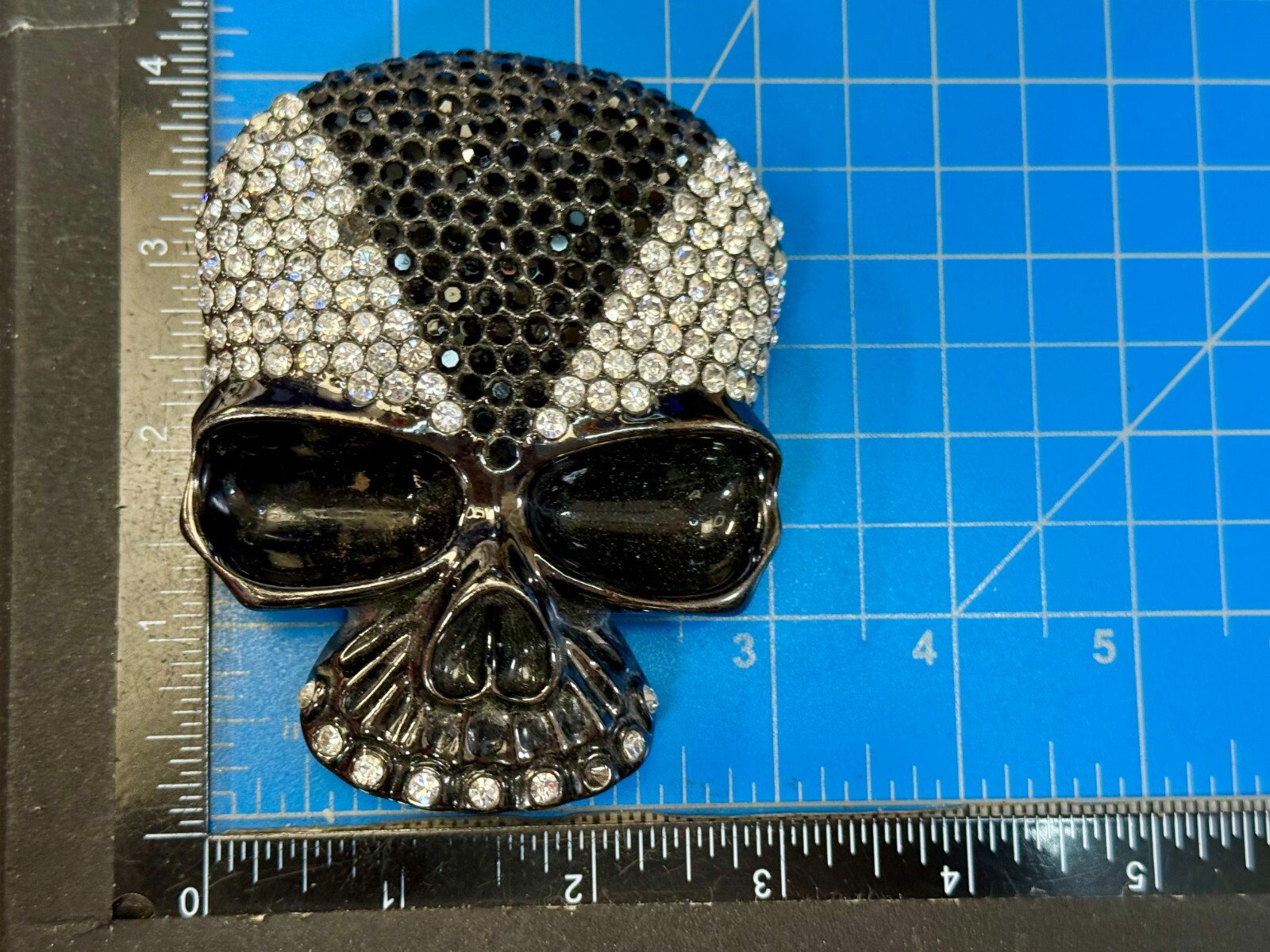Skull Head Clear Bling Rhinestone Gothic Punk Figural Belt Buckle Missing Stone