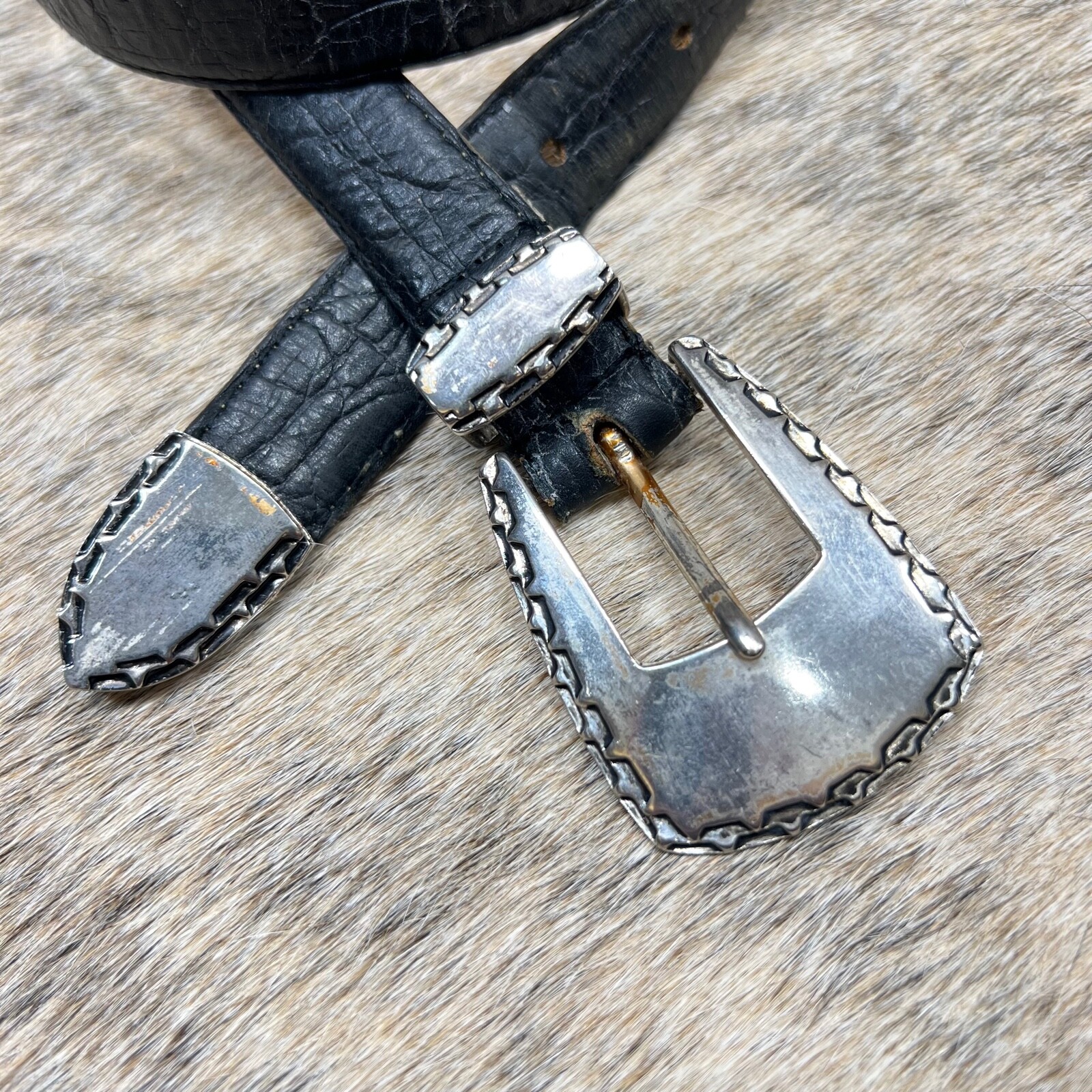 James Reid Sterling Silver Santa Fe Belt Buckle Set