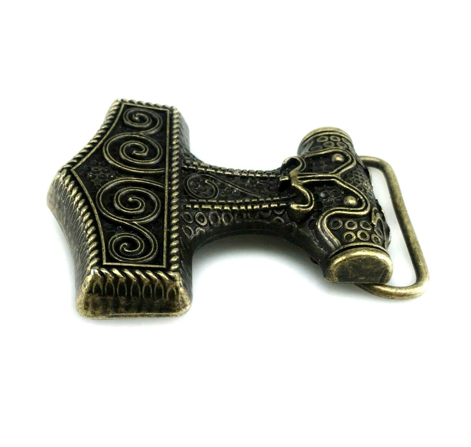 Belt Buckle Thor&rsquo;s Hammer Viking Celtic Raven Skane Metal Bronzed Buckle Only