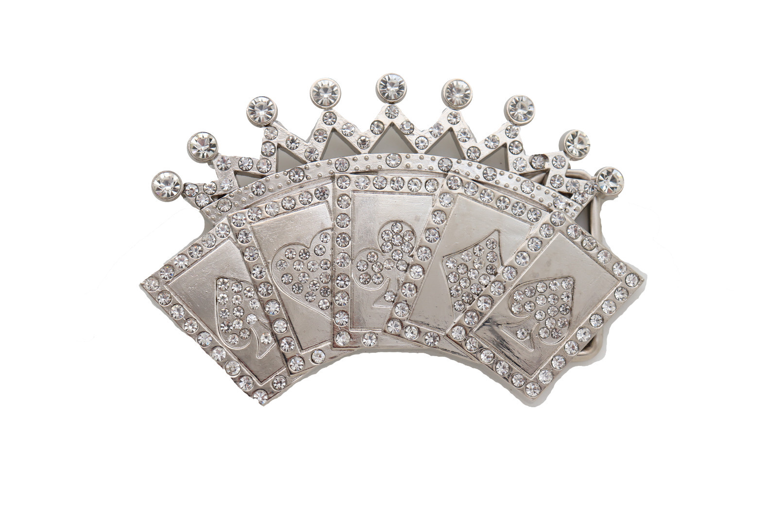 New Men Women Silver Metal Belt Buckle Cool Card Games Crown Gambling Bling Look