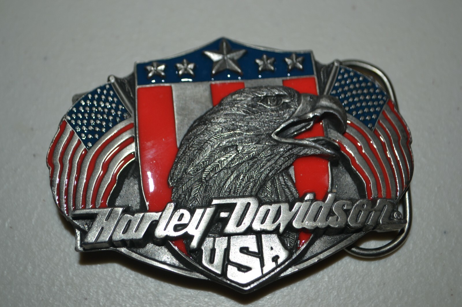 1989 & 1992 Siskiyou Harley Davidson Eagle Head Belt Buckles Lot of 2
