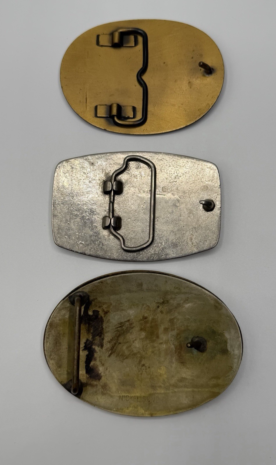 Vintage Belt Buckle Lot Ingersoll Rand Diamond VCM Nickel Silver Brass