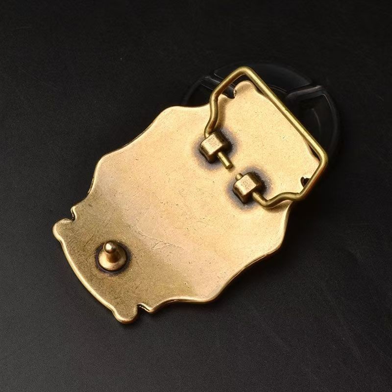 Men&rsquo;s pure brass smooth buckle belt headChinese zodiac ox belt head plate buckle