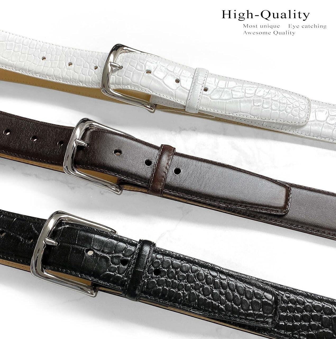 Valley View Classic Buckle Casual Belt Italian 38, W Smooth White