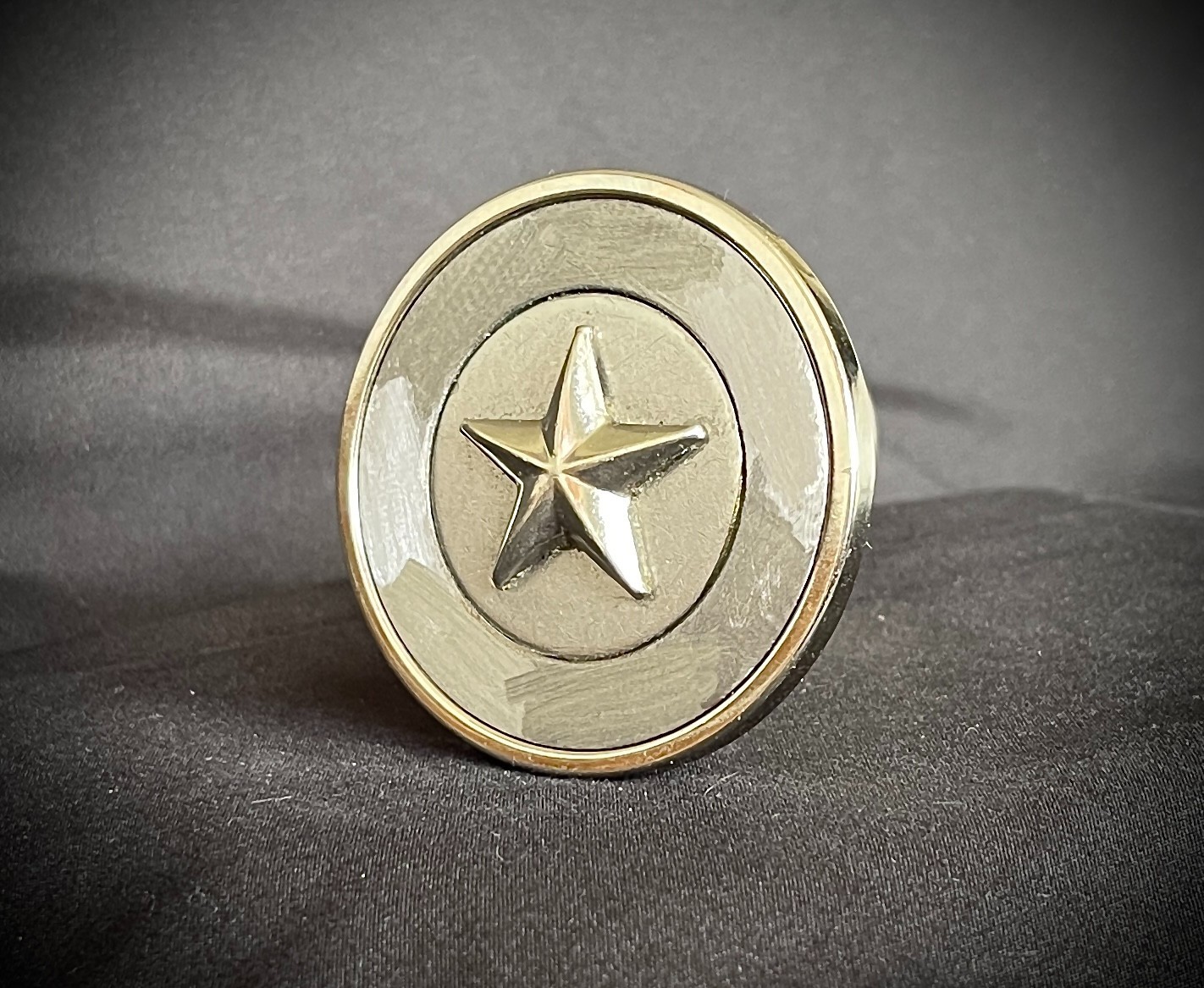“Five Point Relic” Belt Buckle 2.5” Round Handmade Star OOAK Darren McNees