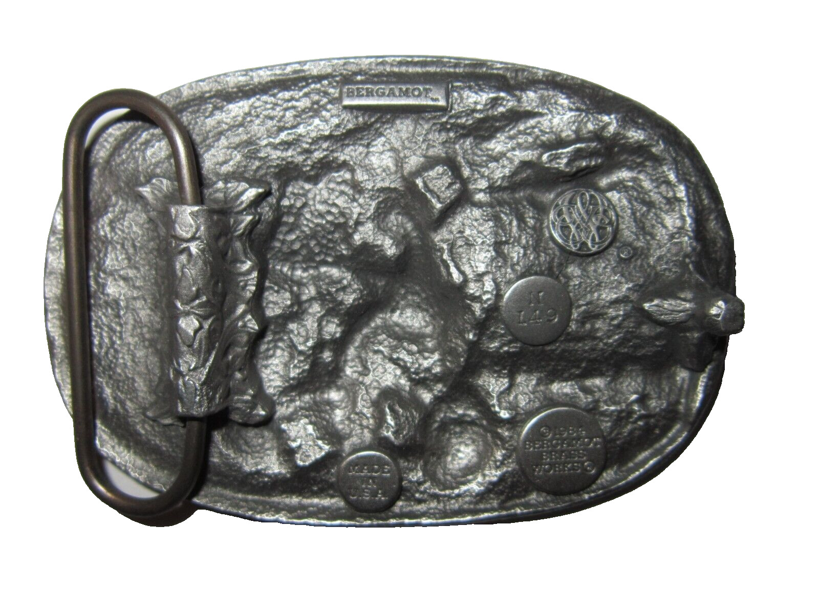 Bergamot Brass Works 1984 Men&rsquo;s Belt Buckle Motorcycle Engraved Riding USA