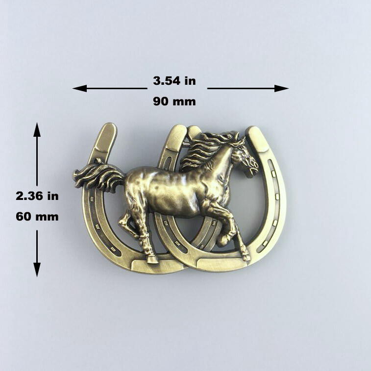 Antique Bronze Plated Horse Horseshoe Belt Buckle also Stock in the US