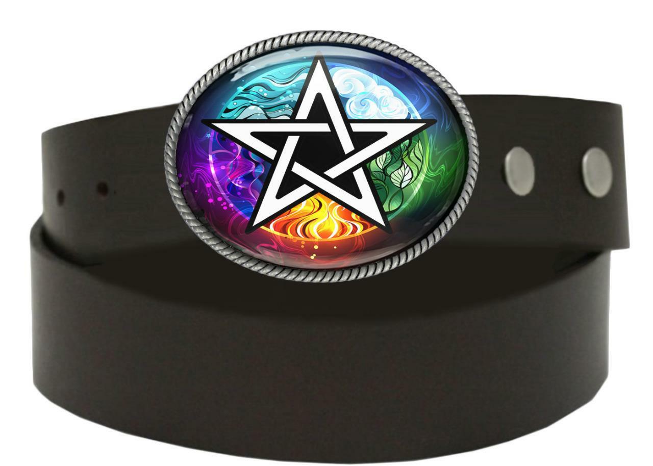 Magic Pentagram Wiccan Elements Pentacle Handmade Artisan Belt Buckle