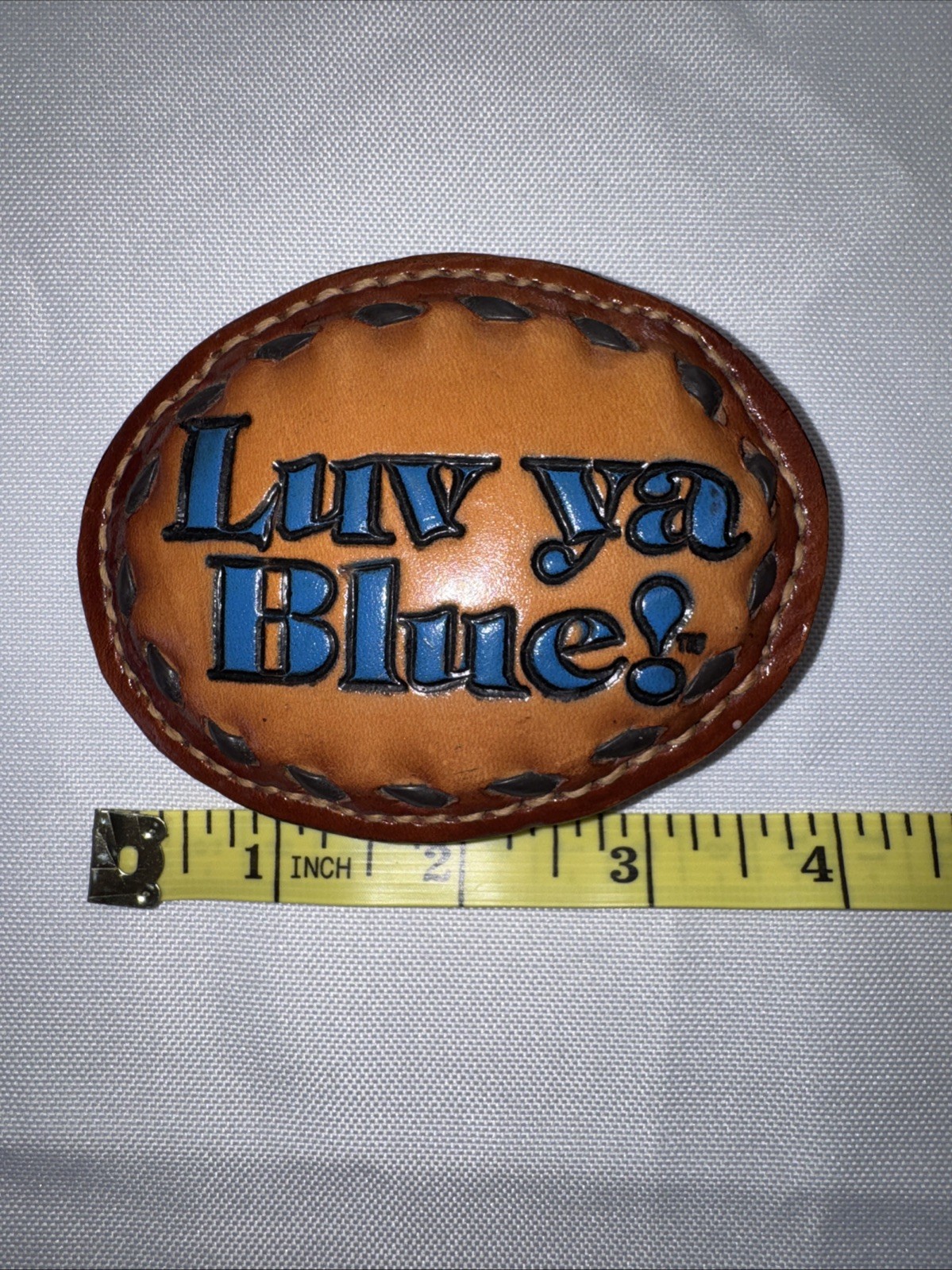 Vintage « Luv Ya Blue!  » OILERS Belt Buckle Leather Top Grain Cowhide 8909 🔥🔥