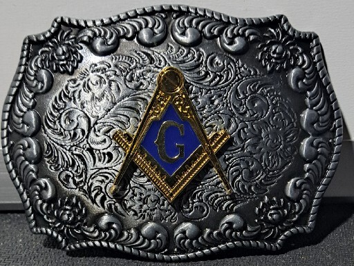Masonic BELT BUCKLE Freemason Gold Tone Rodeo Western Cowboy HEBILLA VAQUERA